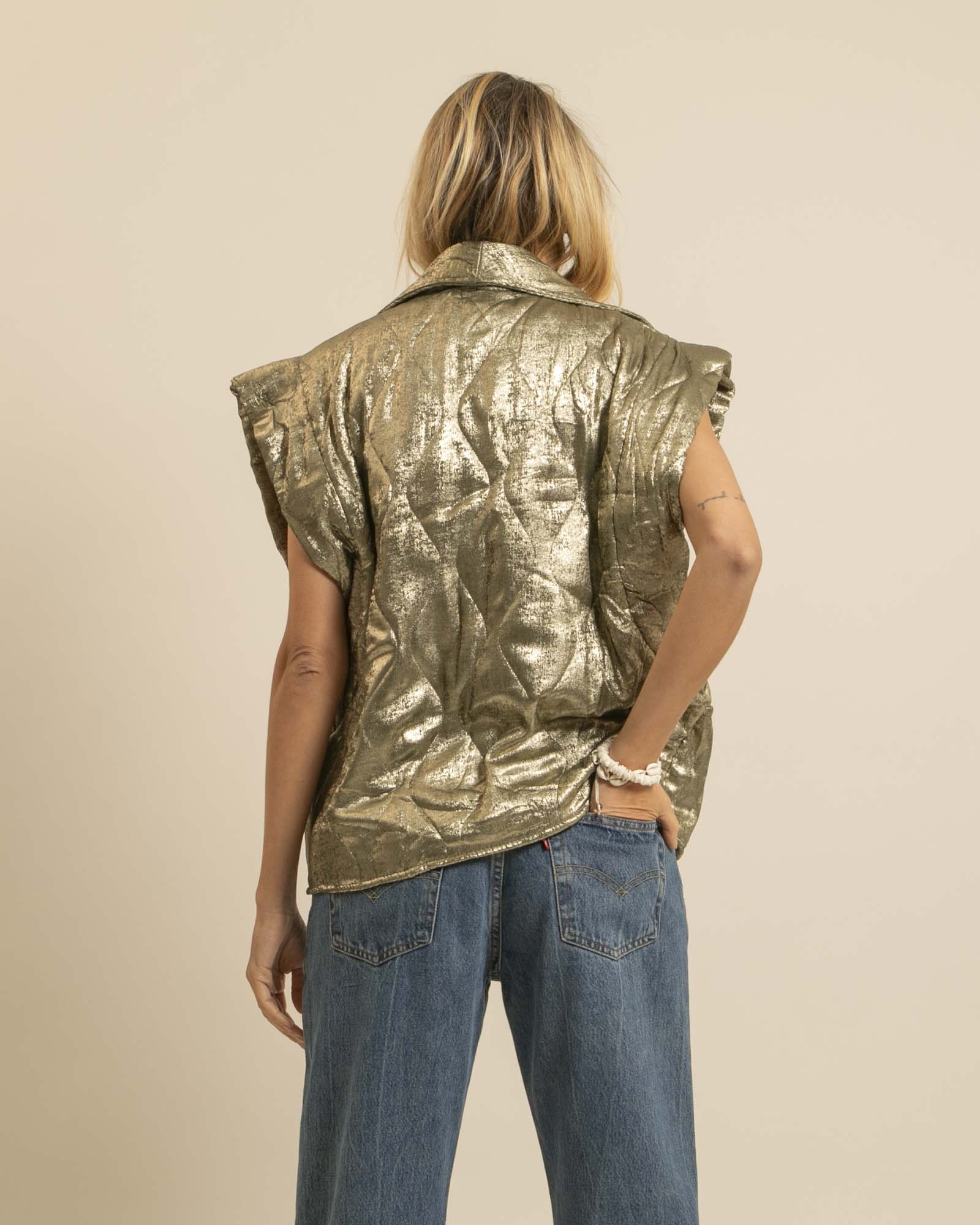 BROOKLYN10 SLEEVELESS VEST METALLIC KHAKI