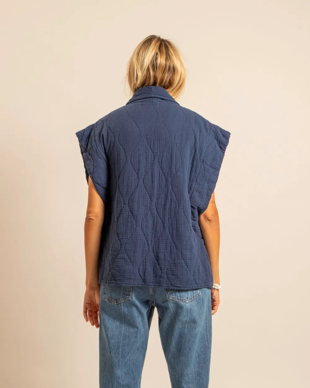 BROOKLYN1 SLEVELESS VEST PLAIN NAVY