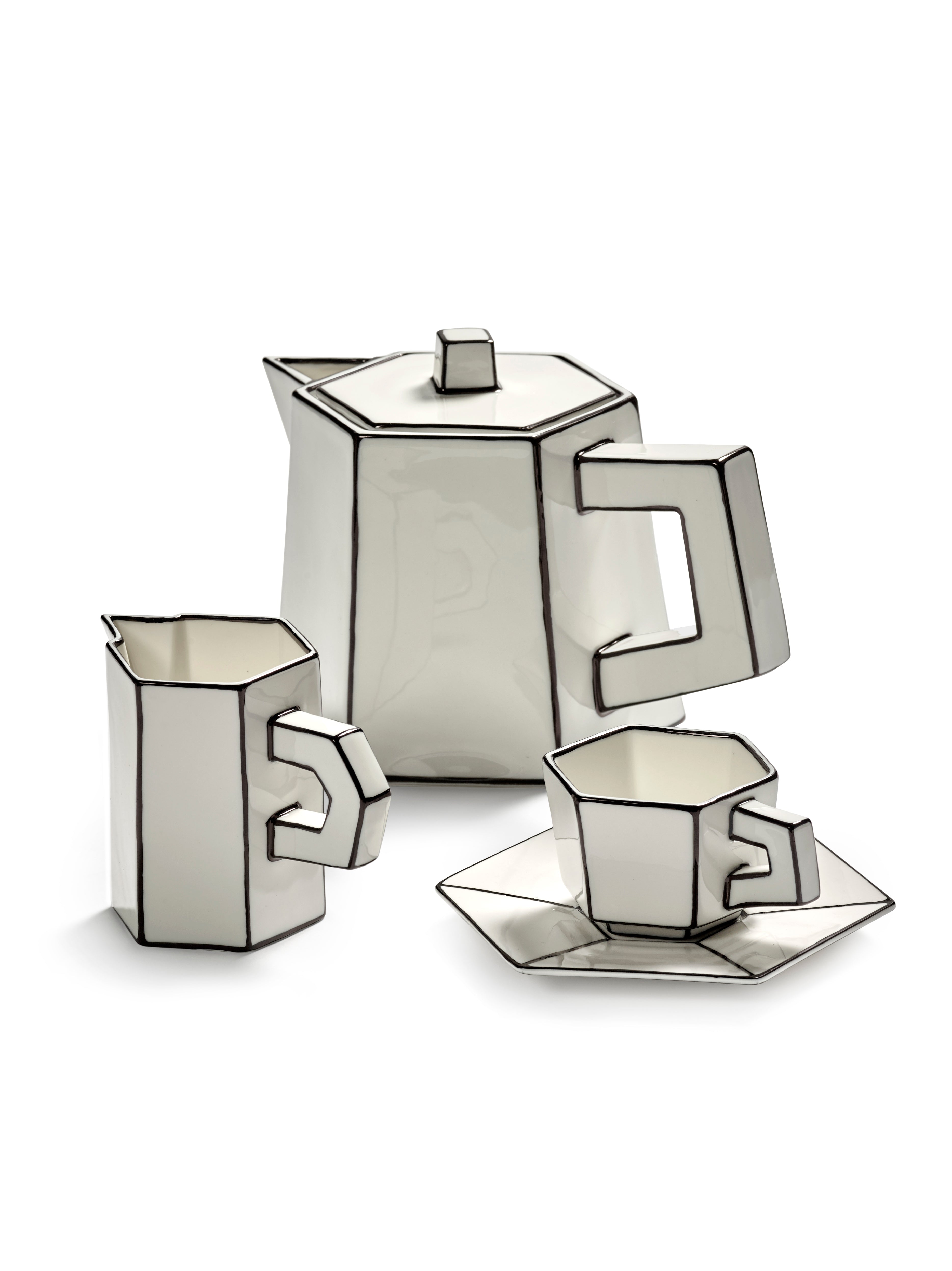 JUG WHITE/BLACK CARTE BLANCHE