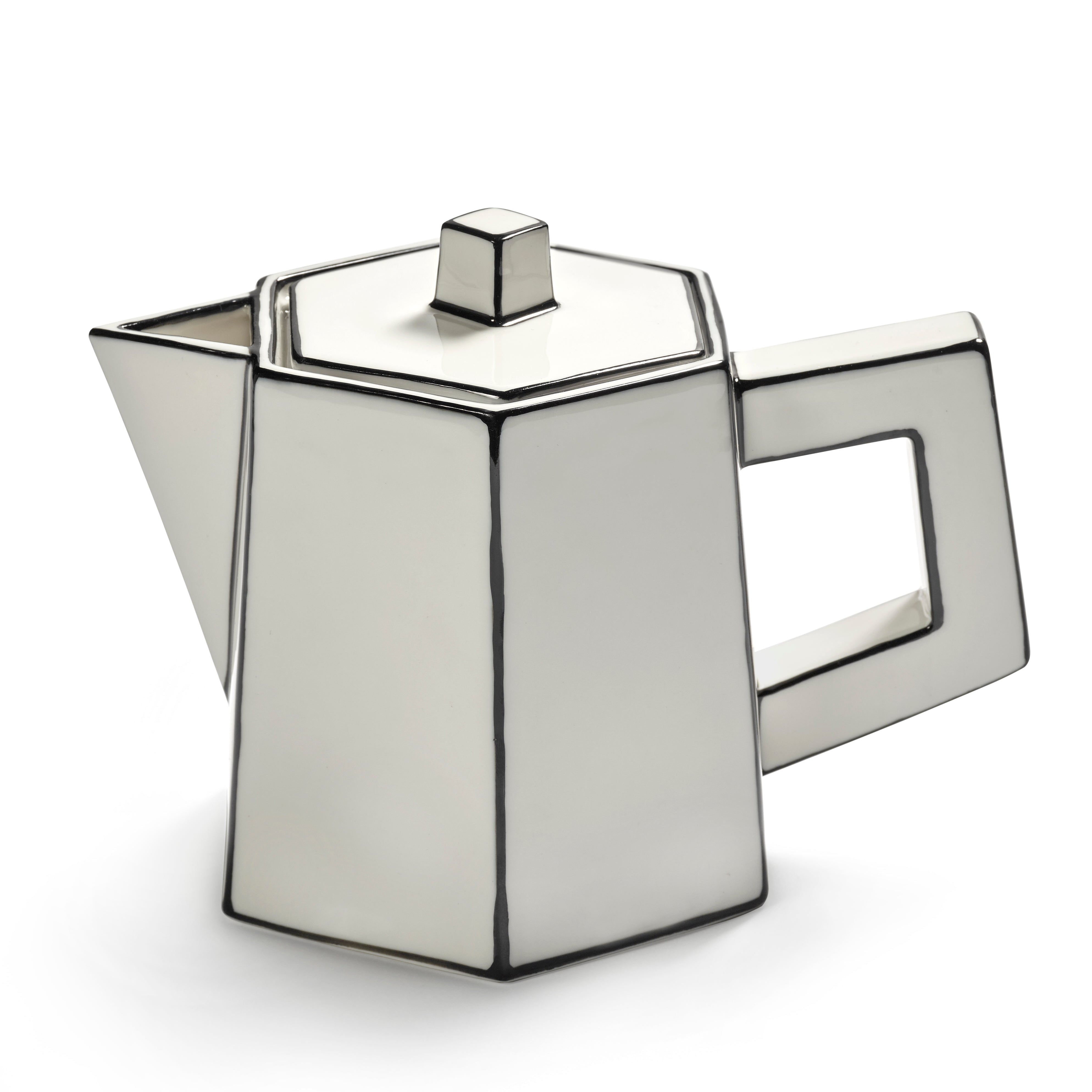 TEA POT WHITE/BLACK CARTE BLANCHE