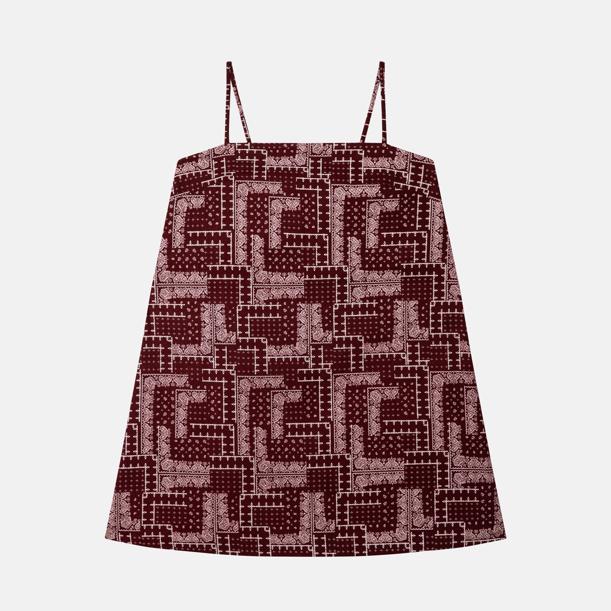 TINA BURGUNDY BANDANA PRINT SHORT DRESS
