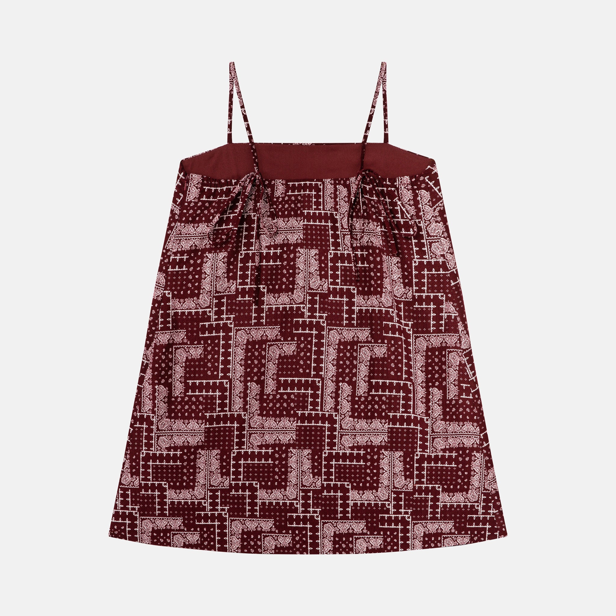 TINA BURGUNDY BANDANA PRINT SHORT DRESS