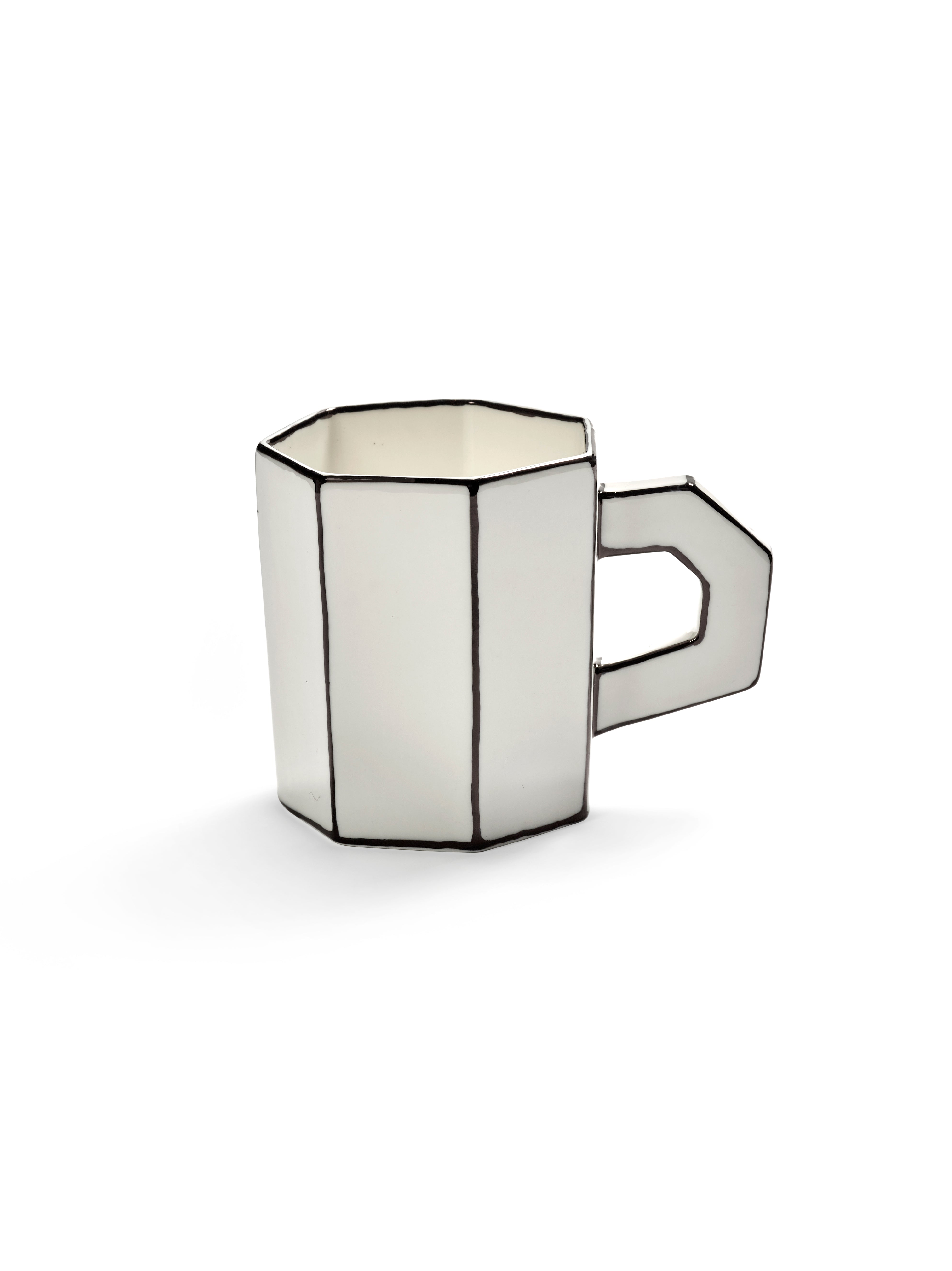 TEA CUP WHITE/BLACK CARTE BLANCHE- SET OF 2 CUPS
