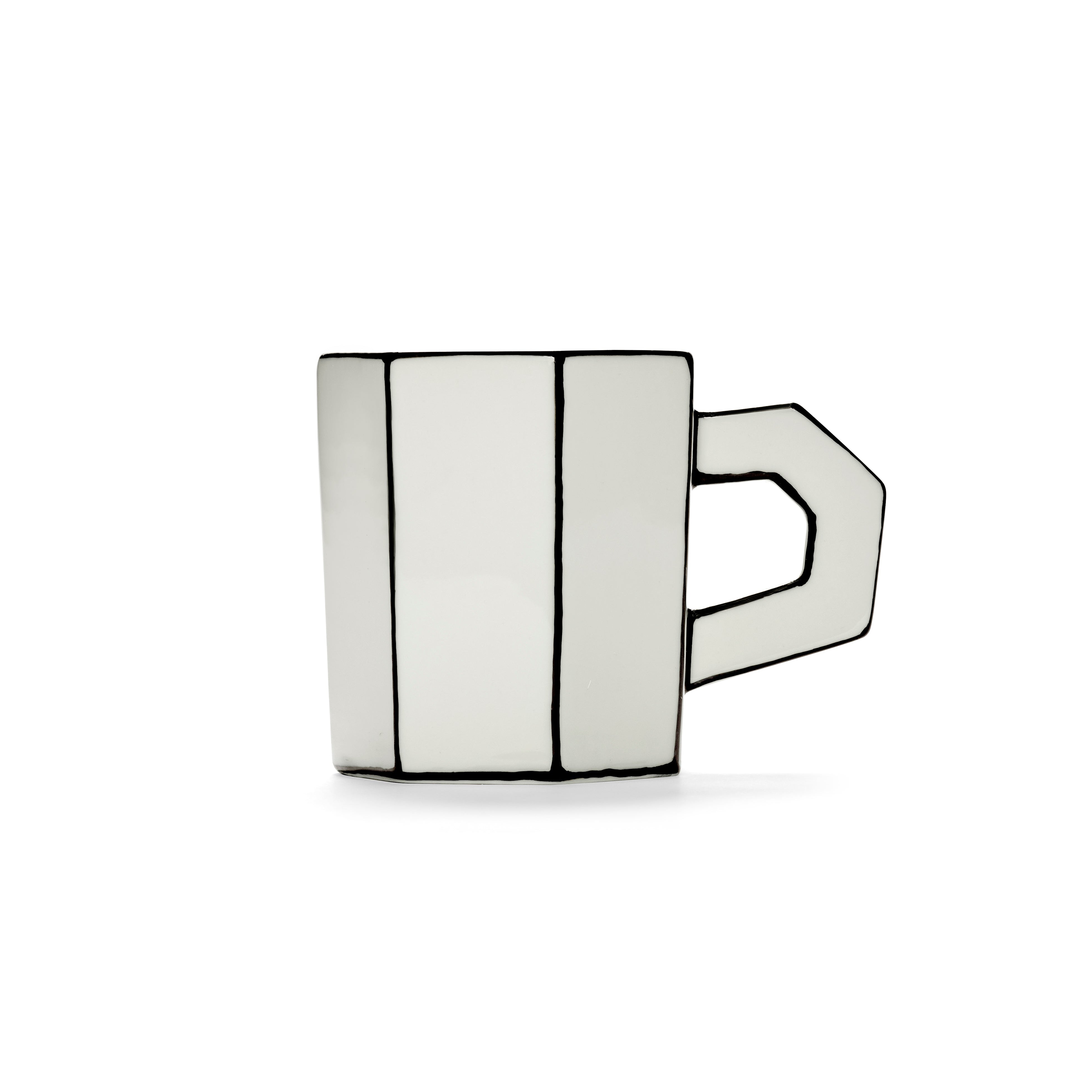 TEA CUP WHITE/BLACK CARTE BLANCHE- SET OF 2 CUPS