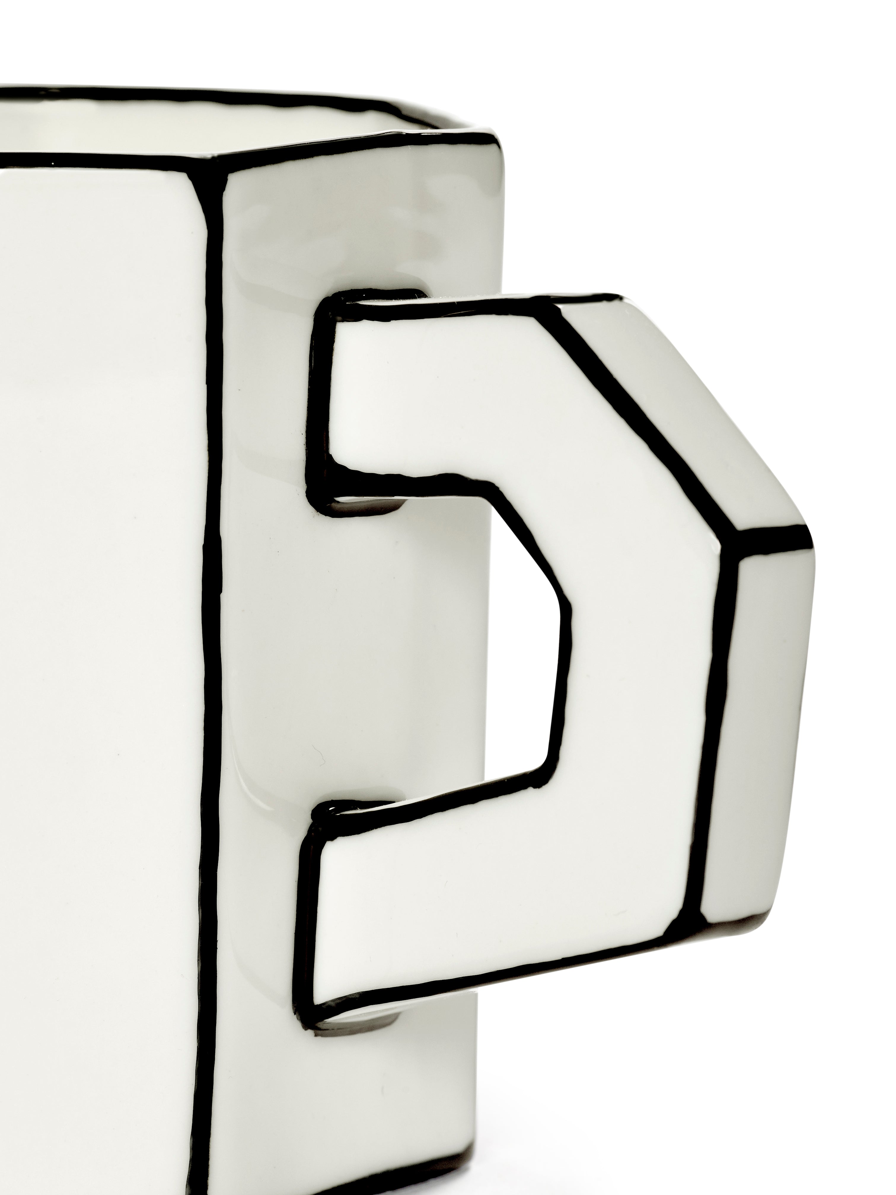 TEA CUP WHITE/BLACK CARTE BLANCHE- SET OF 2 CUPS
