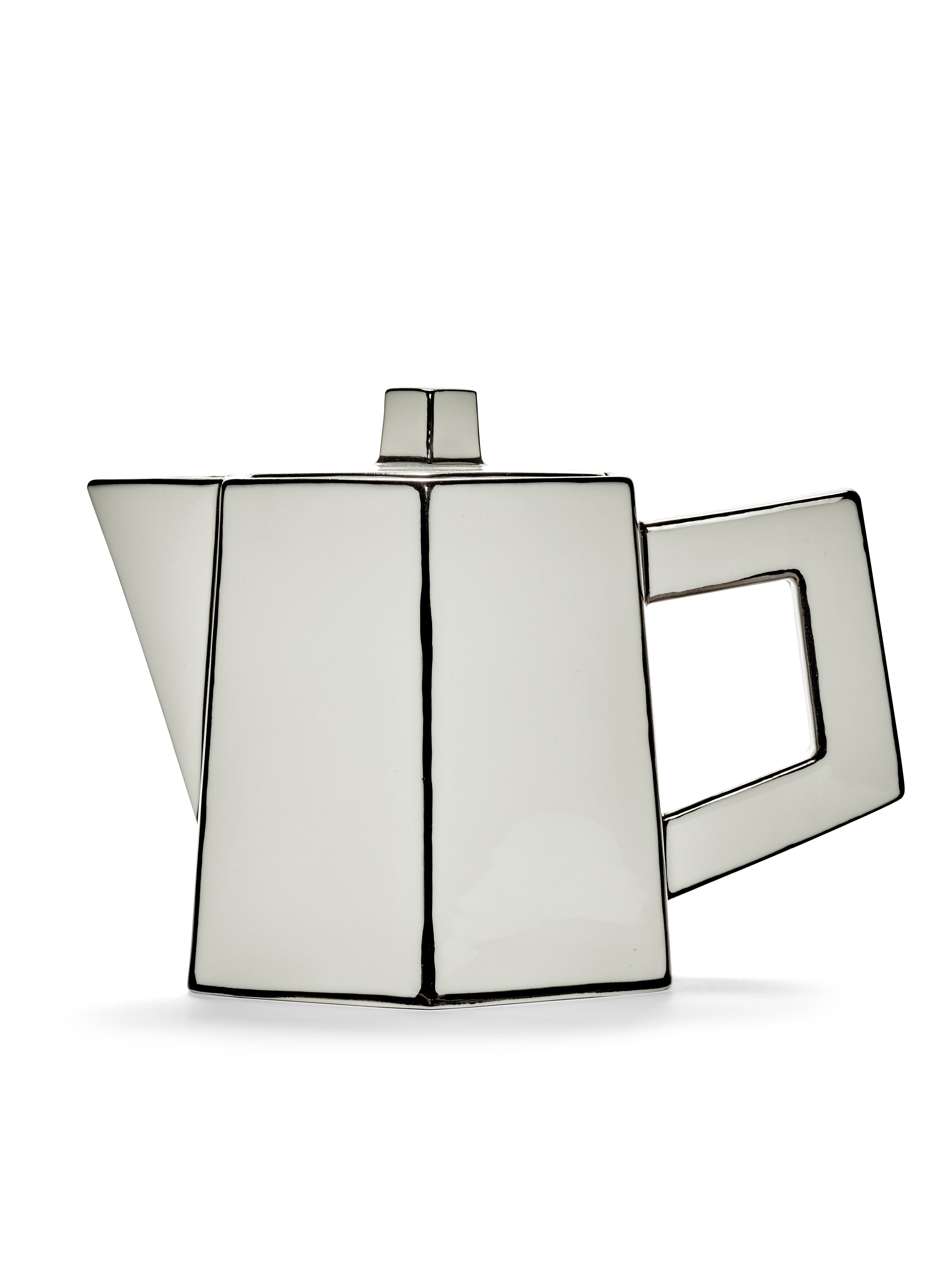 TEA POT WHITE/BLACK CARTE BLANCHE