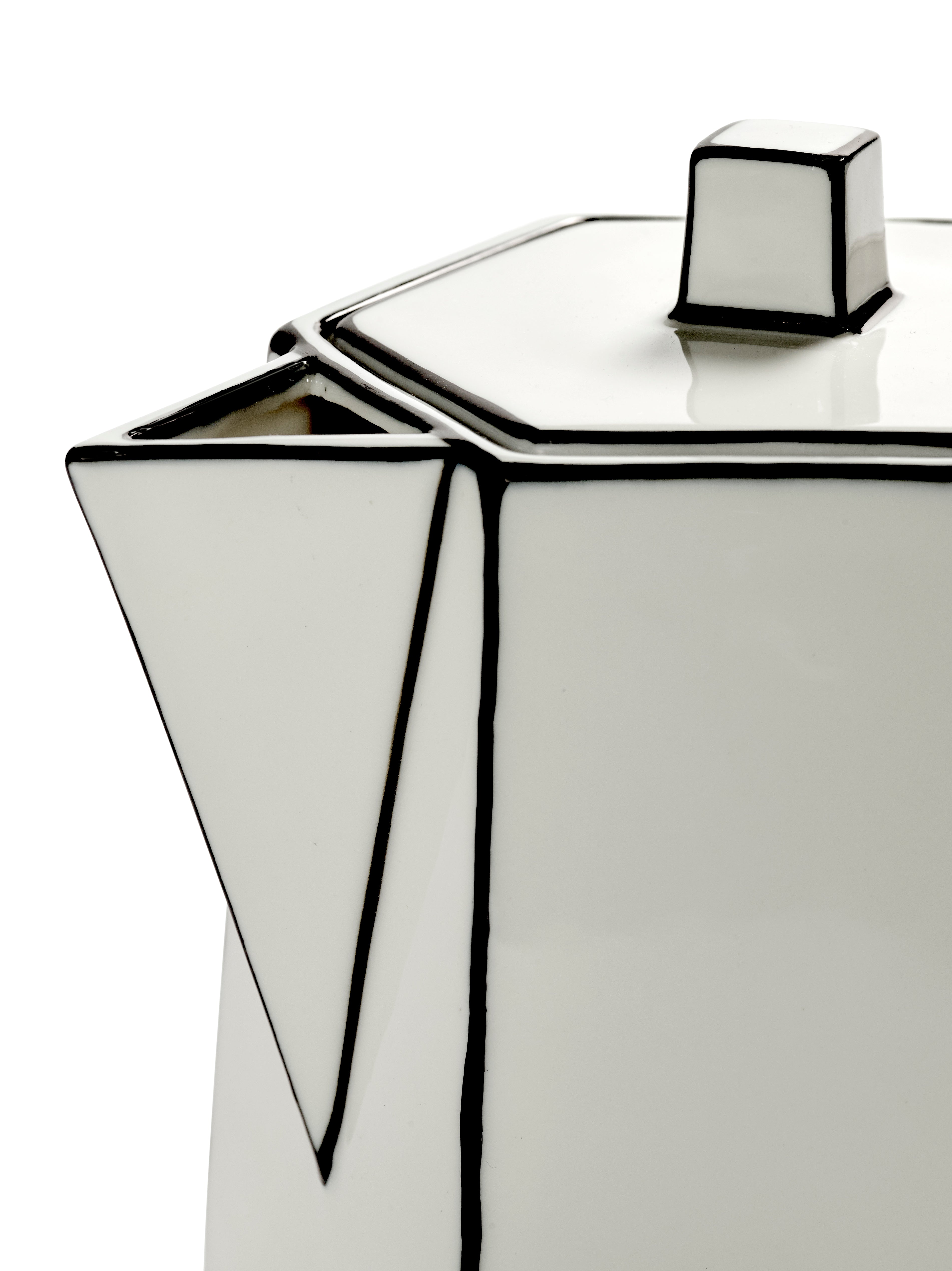 TEA POT WHITE/BLACK CARTE BLANCHE
