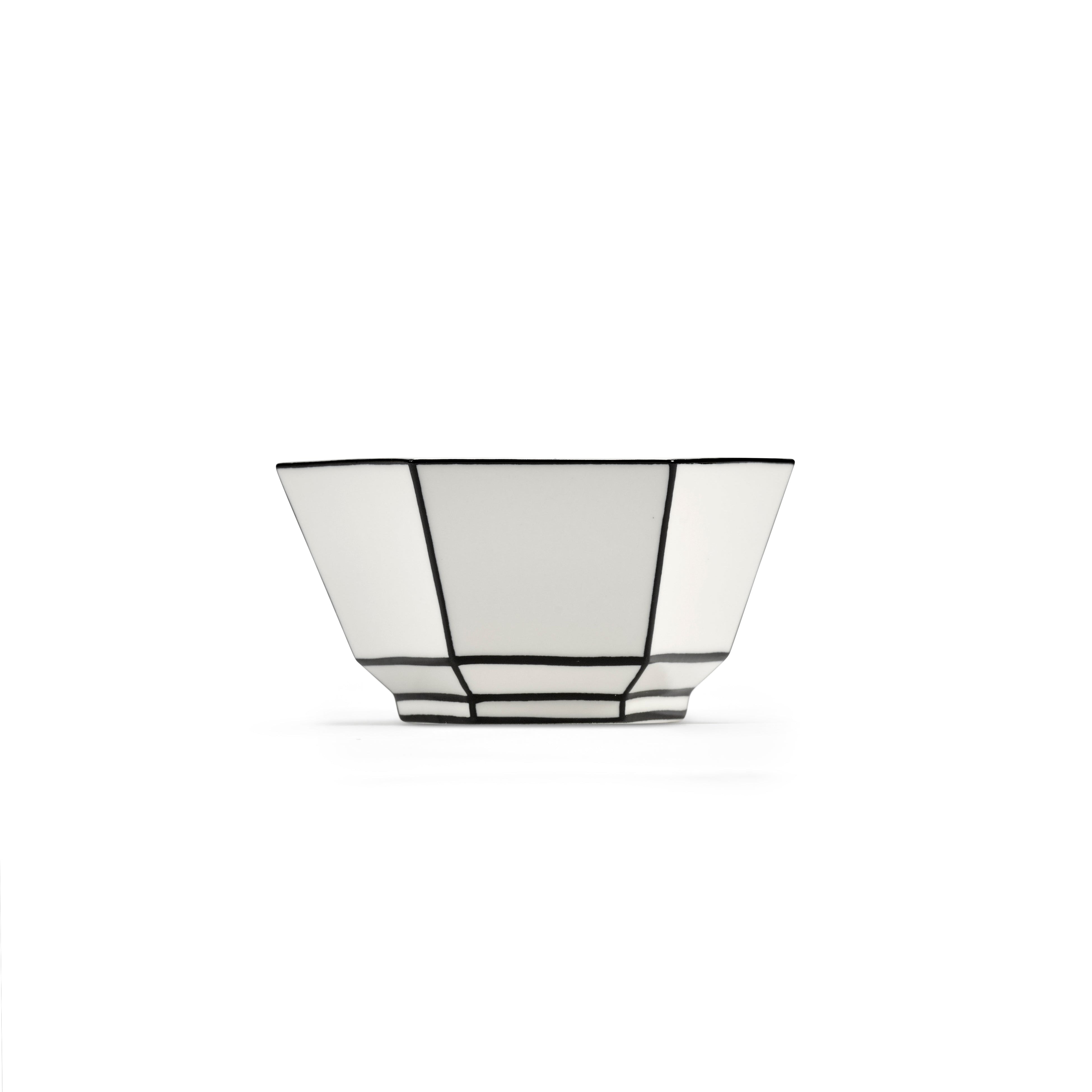 CEREAL BOWL WHITE/BLACK CARTE BLANCHE - SET OF 2