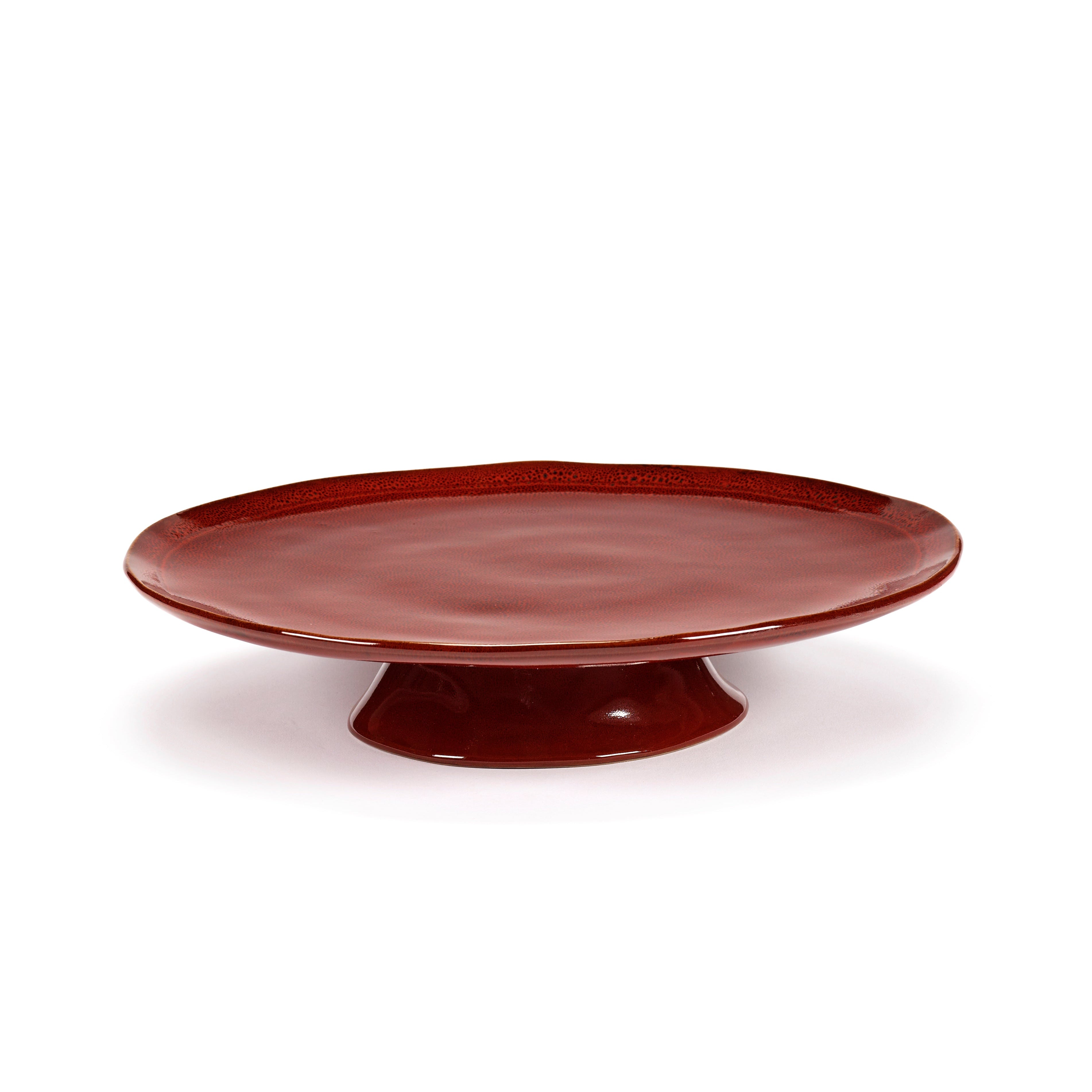 LARGE PLATE ON FOOT VENETIAN RED LA MERE