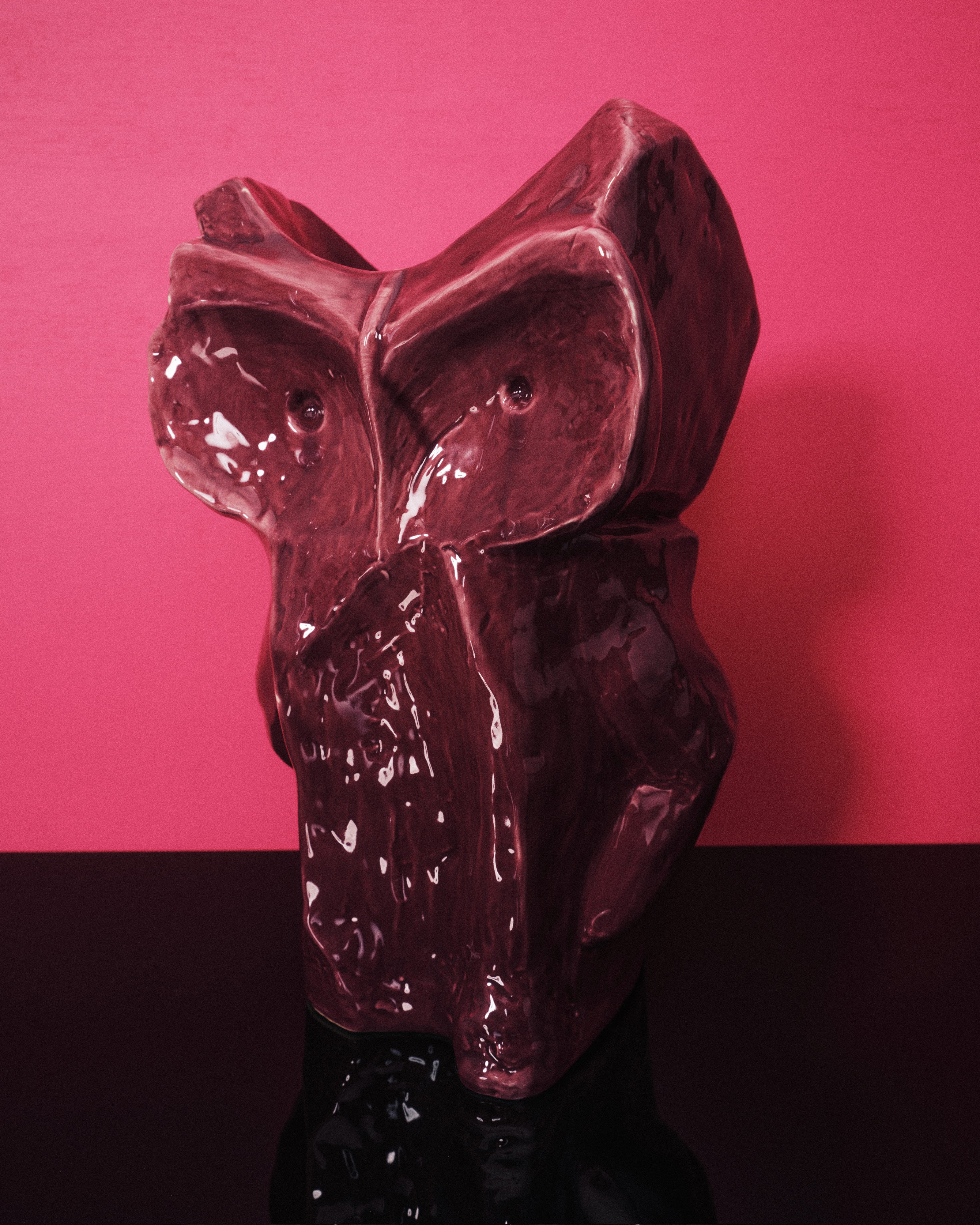 OWL VASE L AUBERGINE AFTER MIDNIGHT