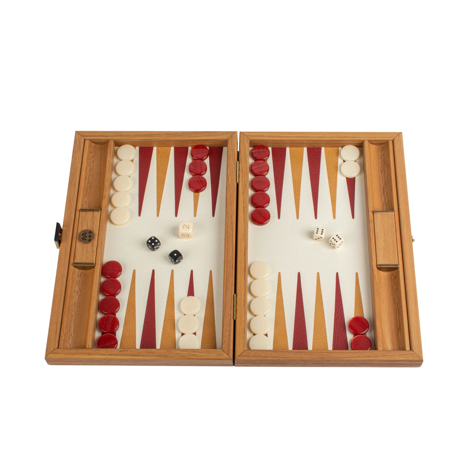 HANDCRAFTED WOVEN LEATHER BACKGAMMON SET RED