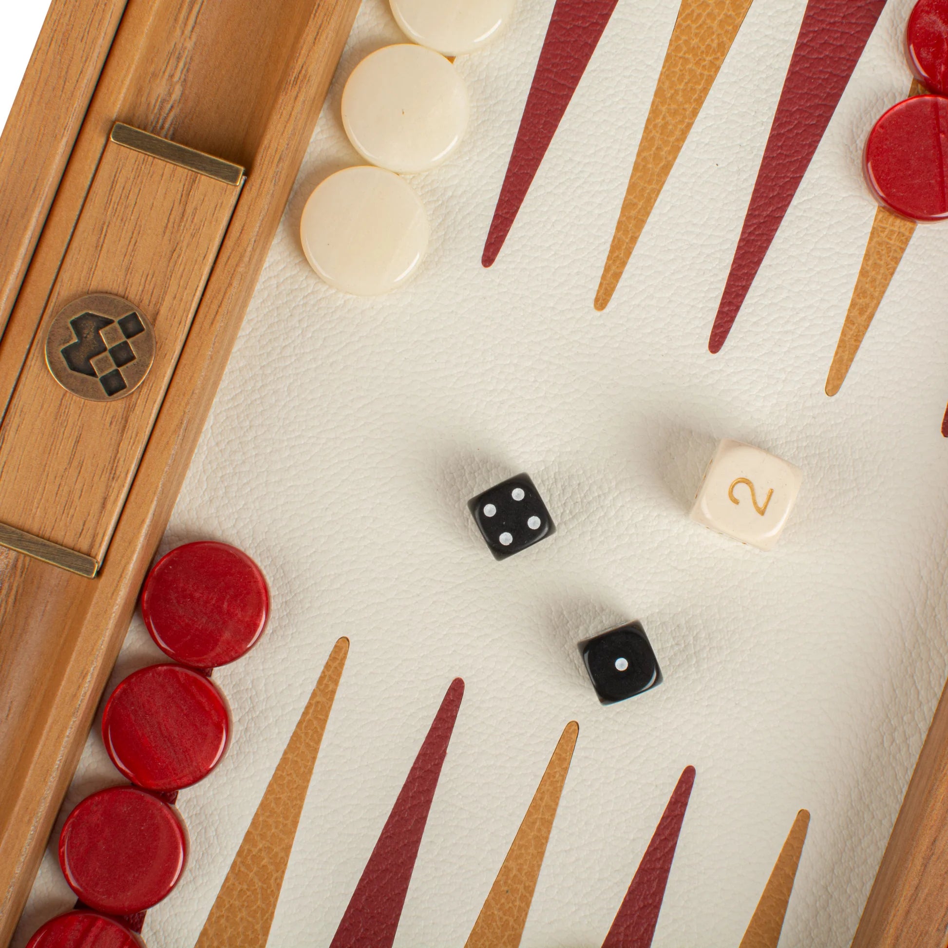 HANDCRAFTED WOVEN LEATHER BACKGAMMON SET RED