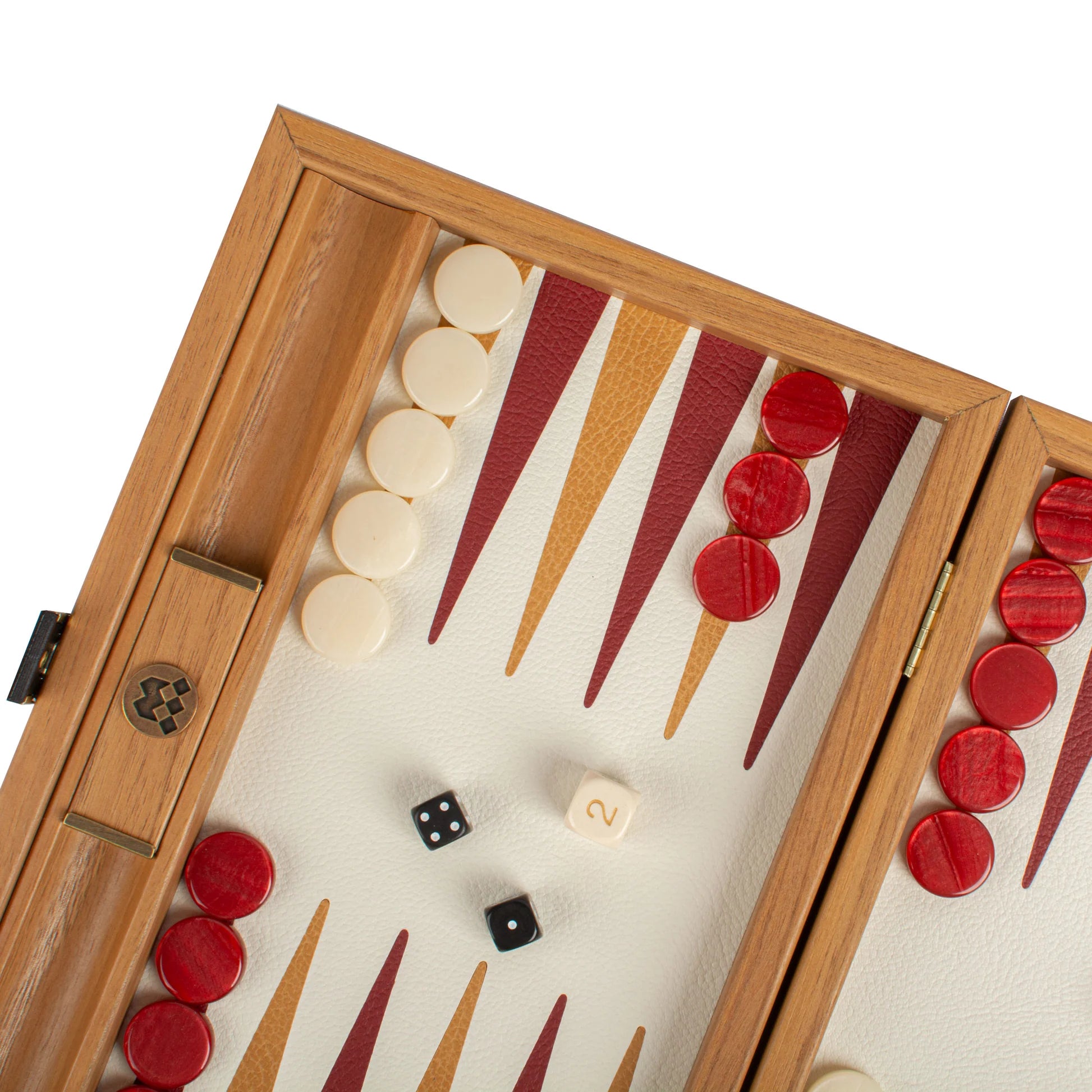 HANDCRAFTED WOVEN LEATHER BACKGAMMON SET RED