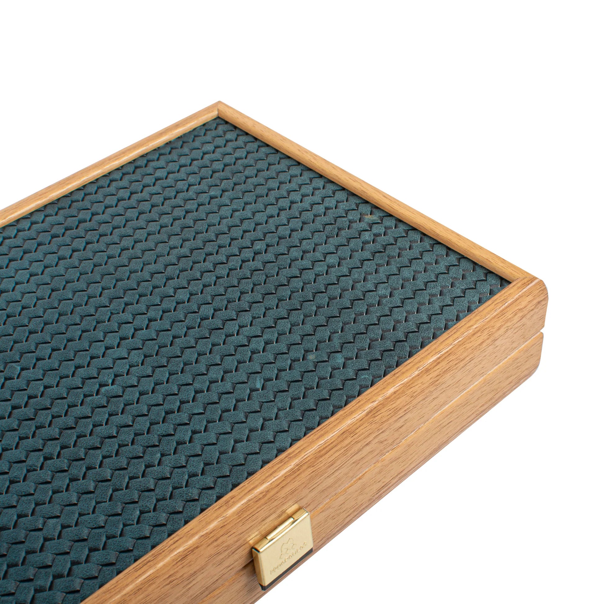 HANDCRAFTED WOVEN LEATHER BACKGAMMON SET BLUE