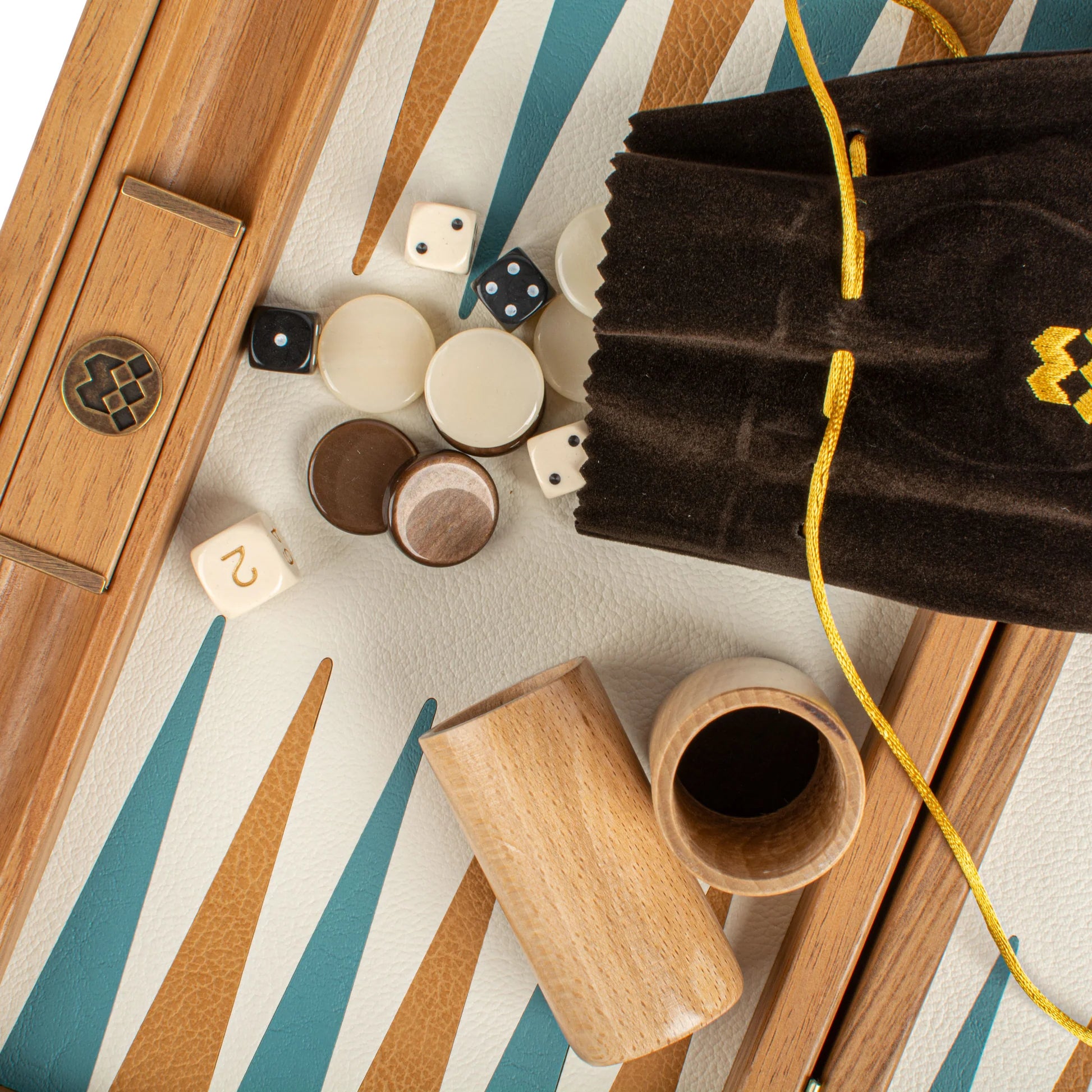 HANDCRAFTED WOVEN LEATHER BACKGAMMON SET BLUE