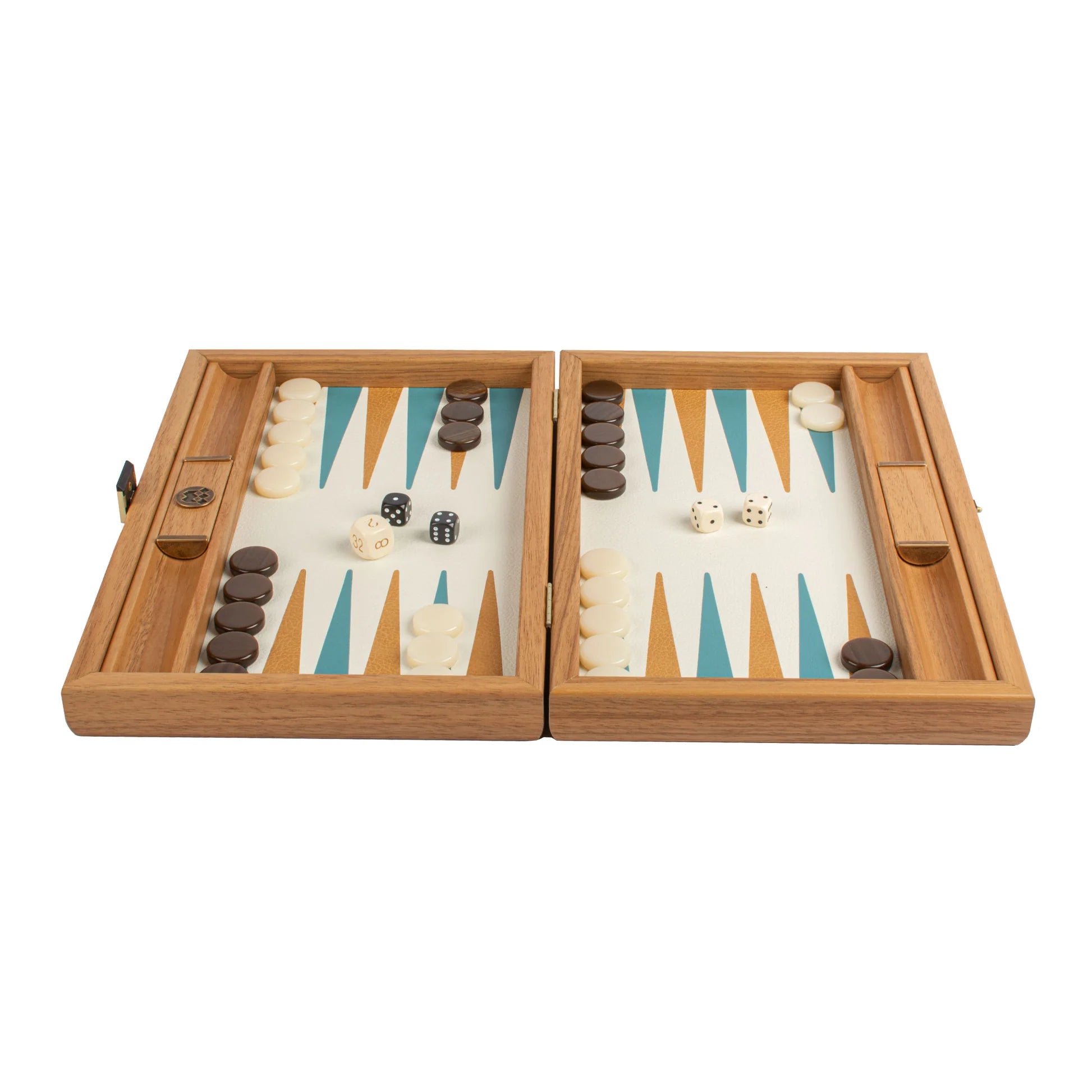 HANDCRAFTED WOVEN LEATHER BACKGAMMON SET BLUE