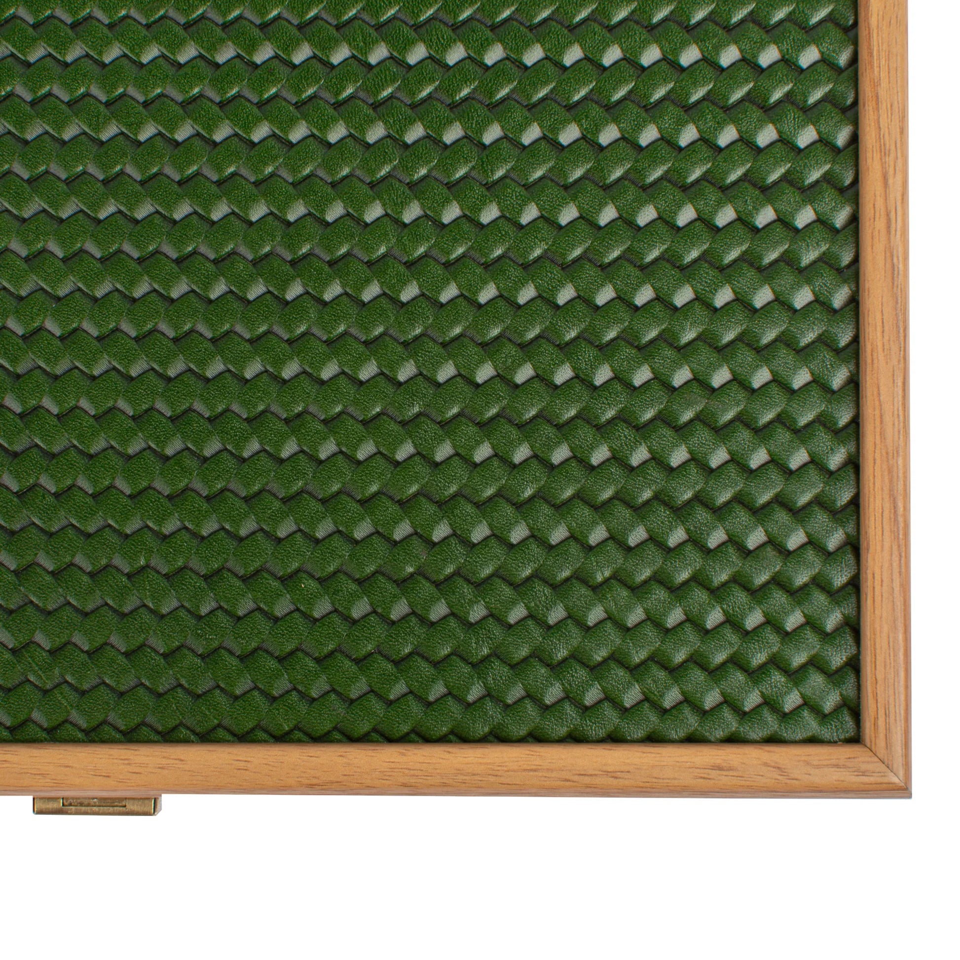 HANDCRAFTED WOVEN LEATHER BACKGAMMON SET GREEN