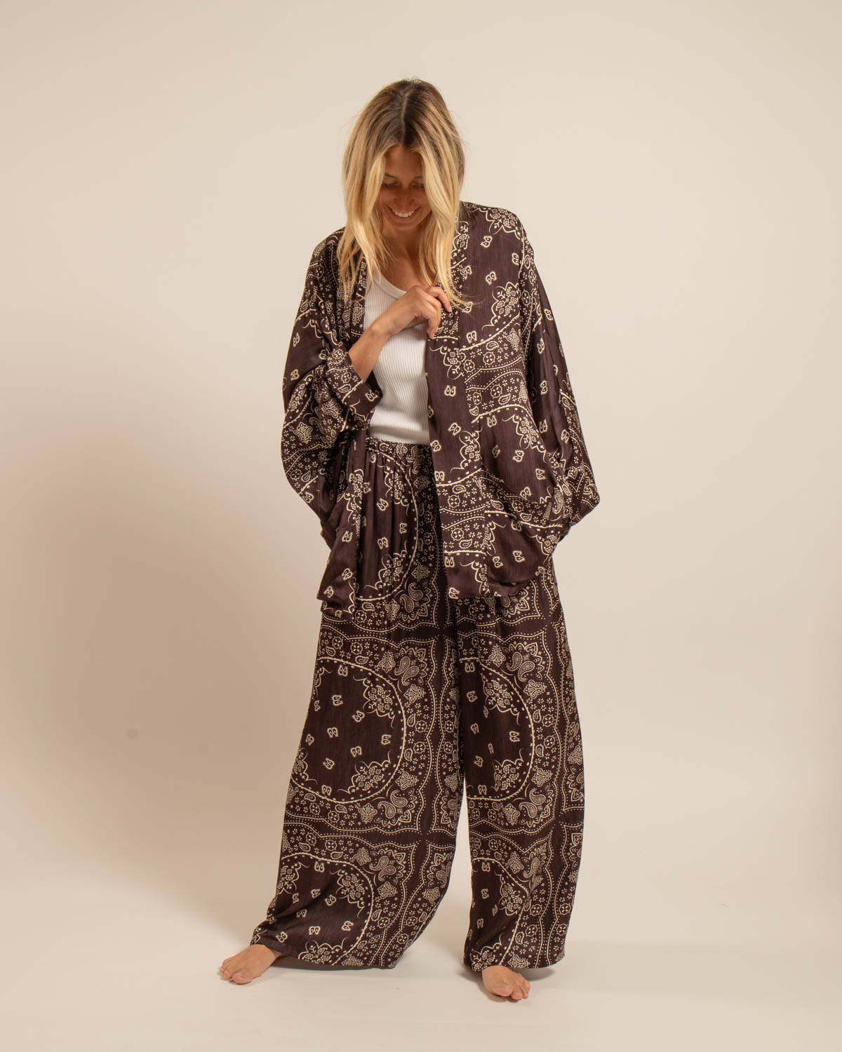 PHOENIX2 PANTS BANDANA PRINT CHOCOLATE