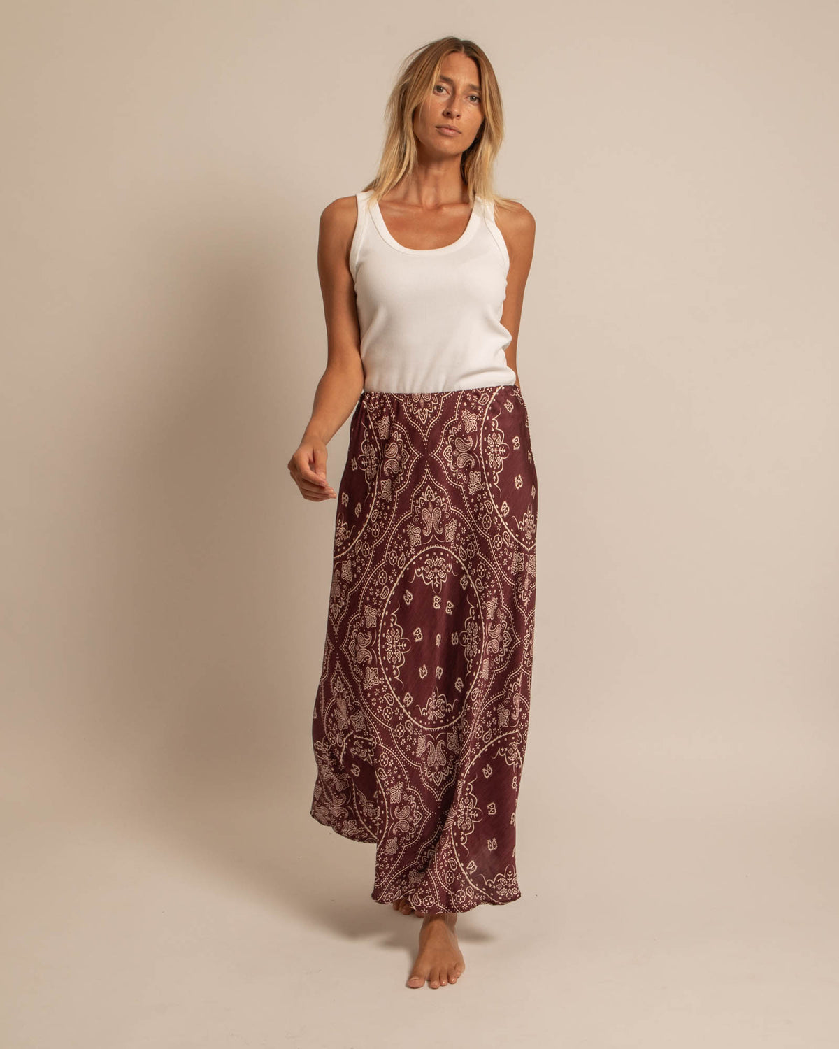 HAMILTON2 SKIRT BANDANA PRINT BURGUNDY