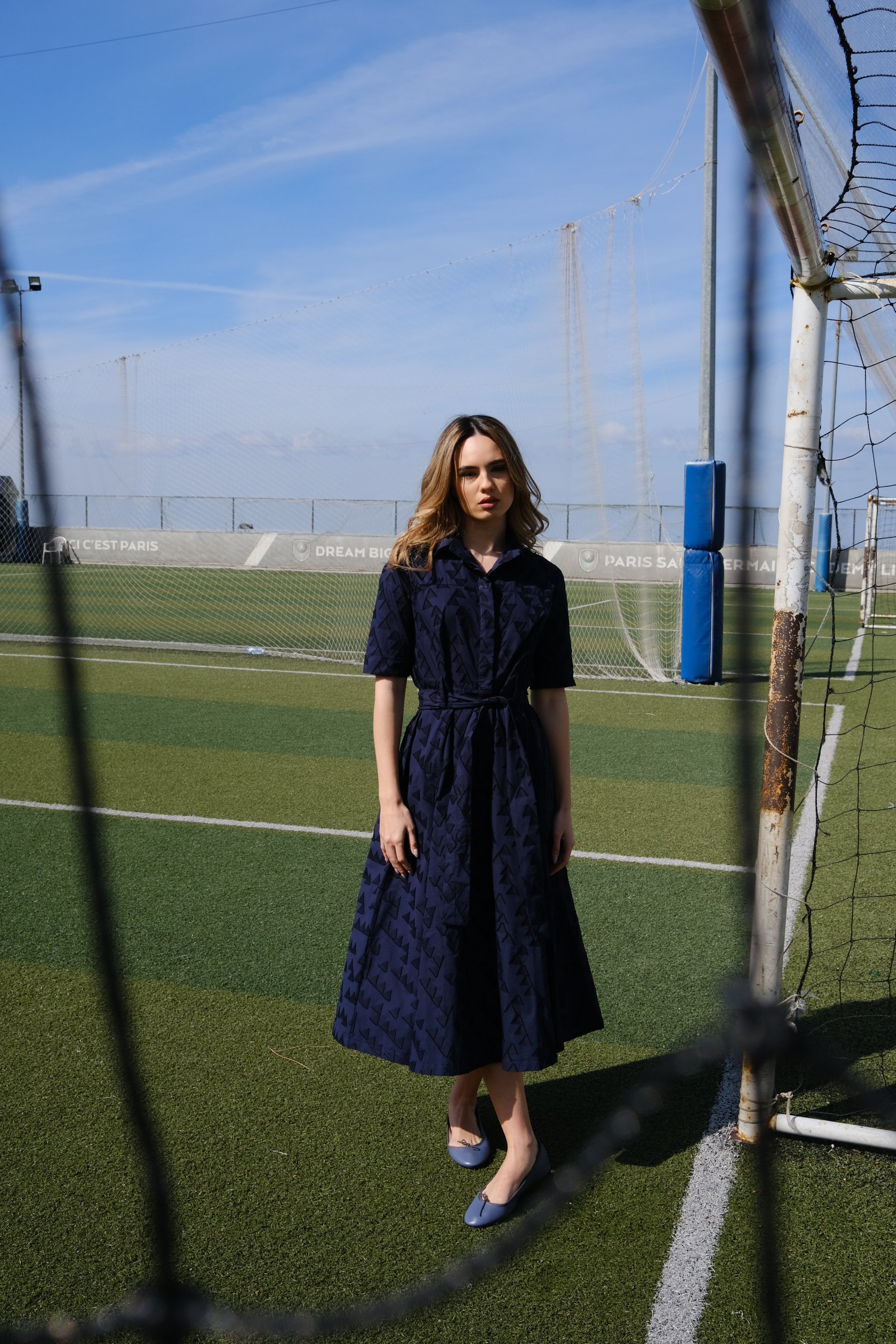 ANNA SHIRT DRESS TRIANGLES NAVY