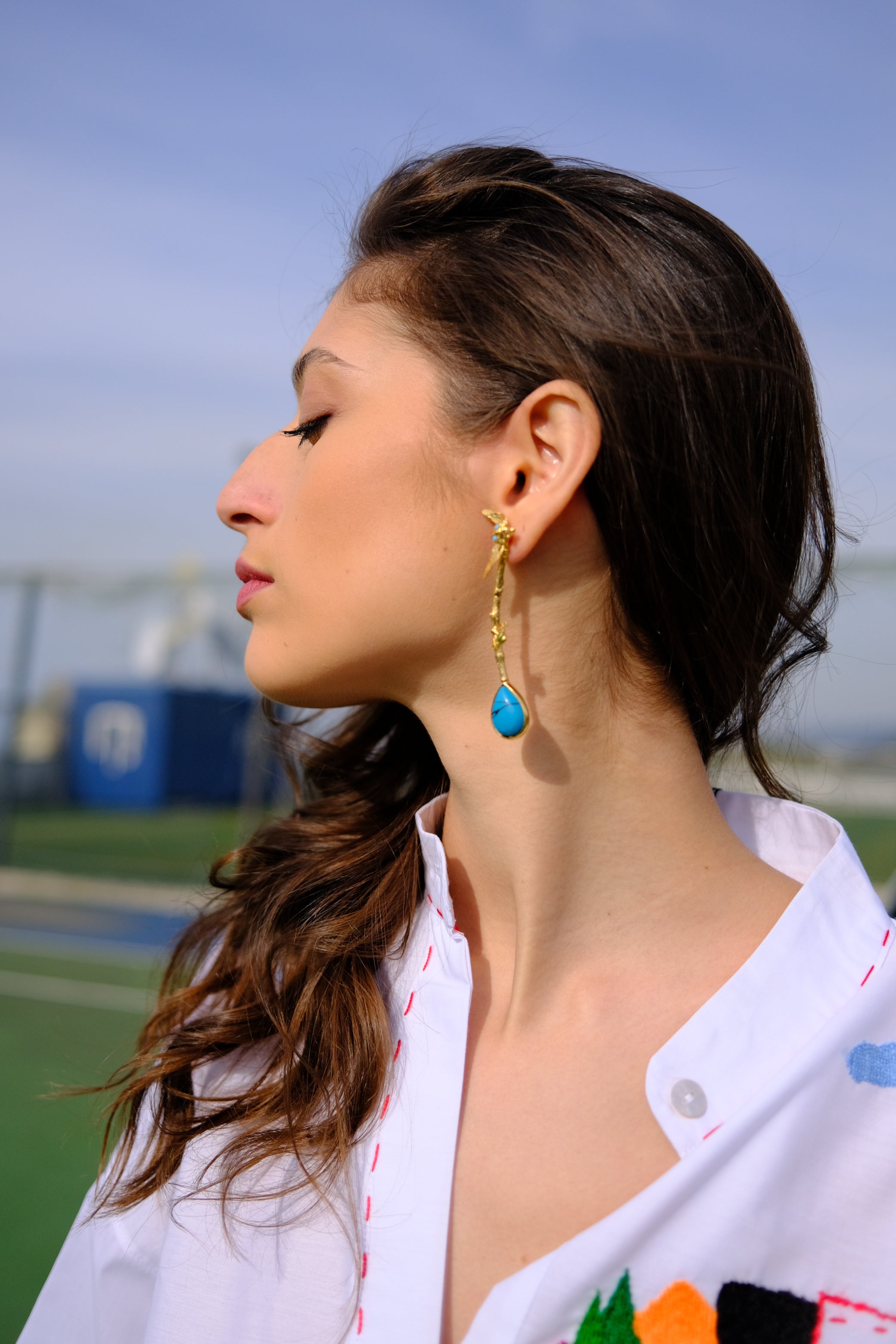 ATELIER NANOU TURQUOISE DROP EARRINGS