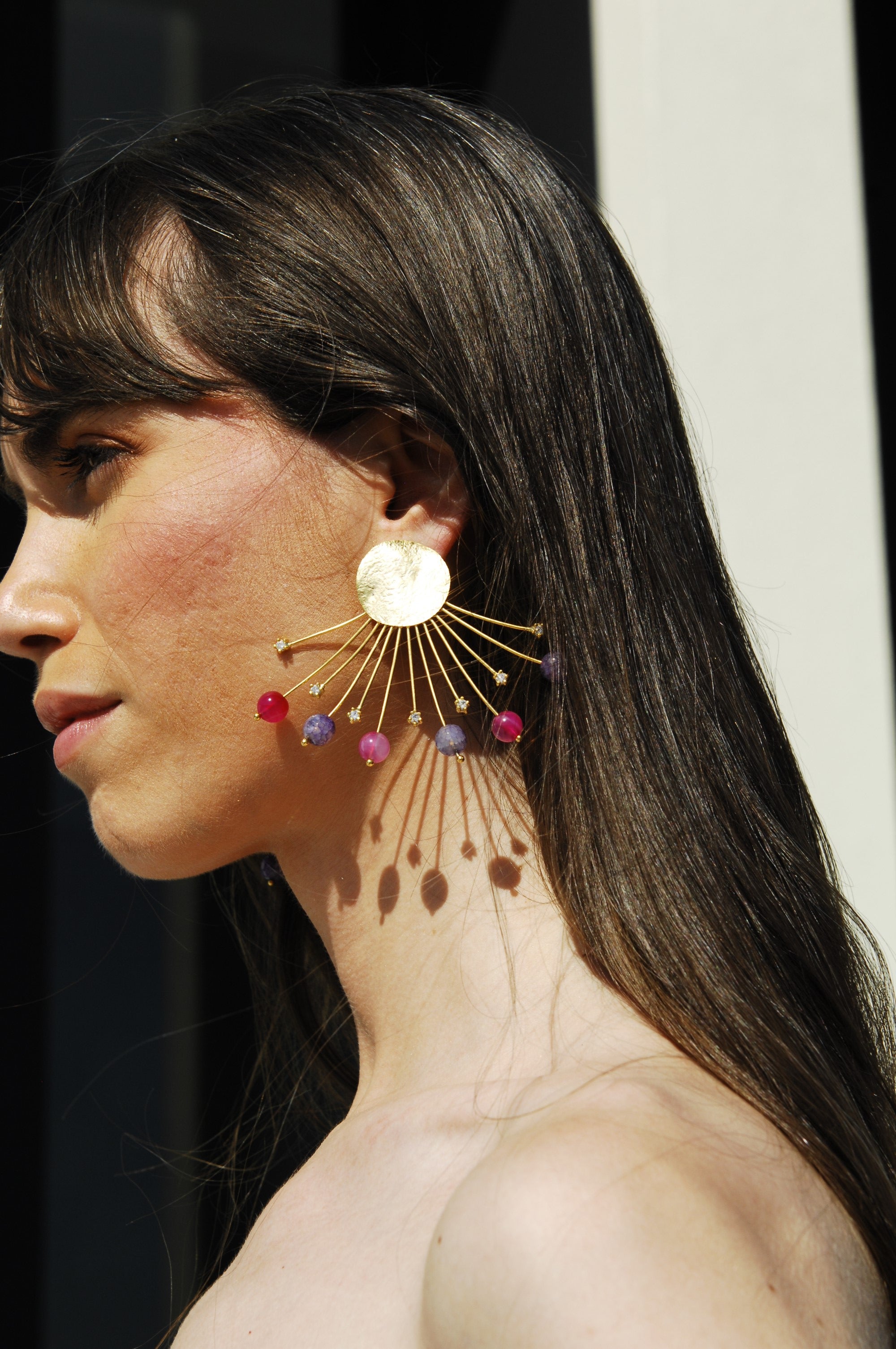 ATELIER NANOU SUN EARRINGS PINK