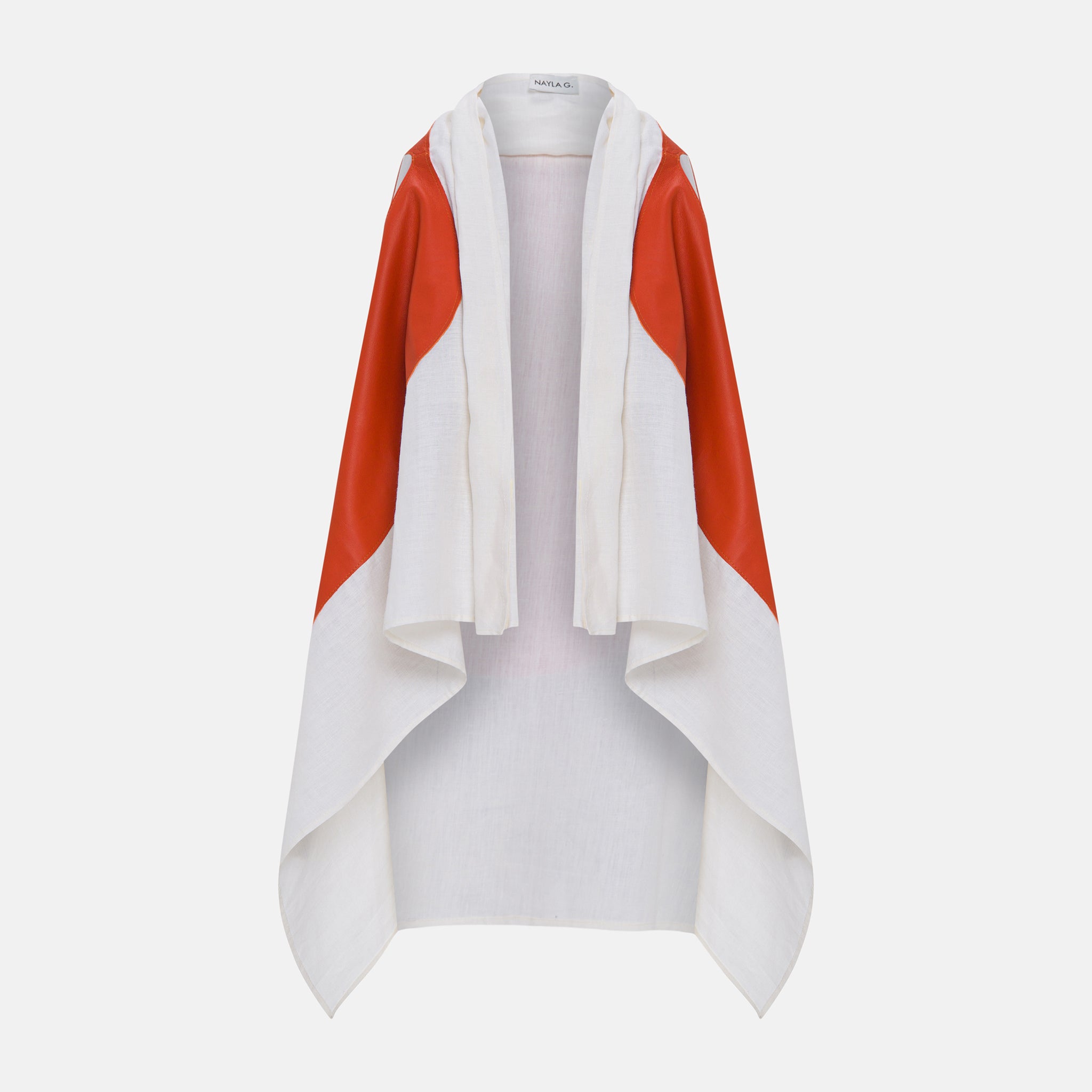 NAYLA LINEN LEATHER GILET ORANGE