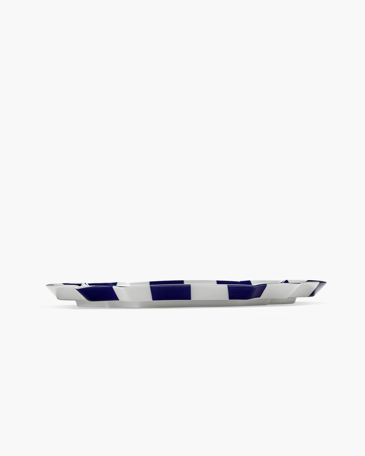 SERVING PLATE OVAL BLUE WHITE