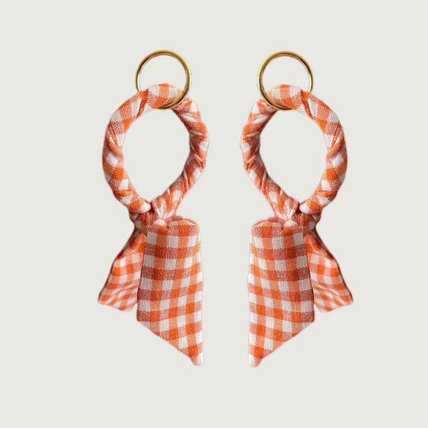 AMORI MORI ORANGE CHECKS EARRINGS