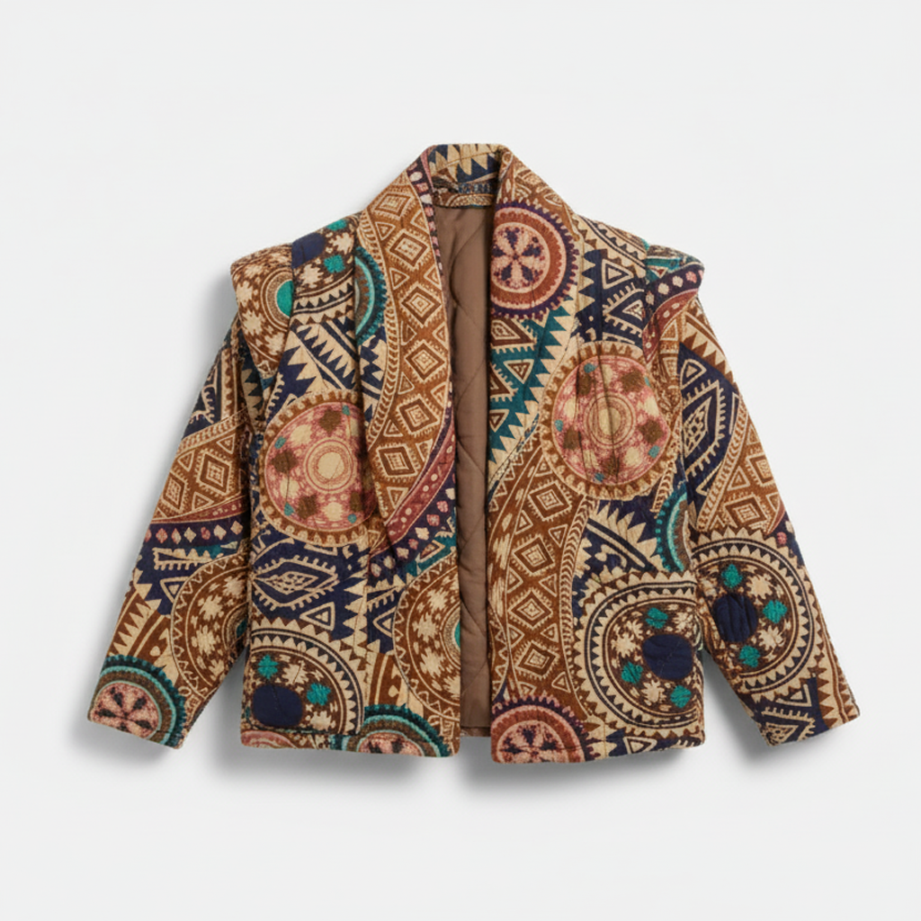 SANFRANSISCO2 VEST KIMONO PRINT INKA NAVY