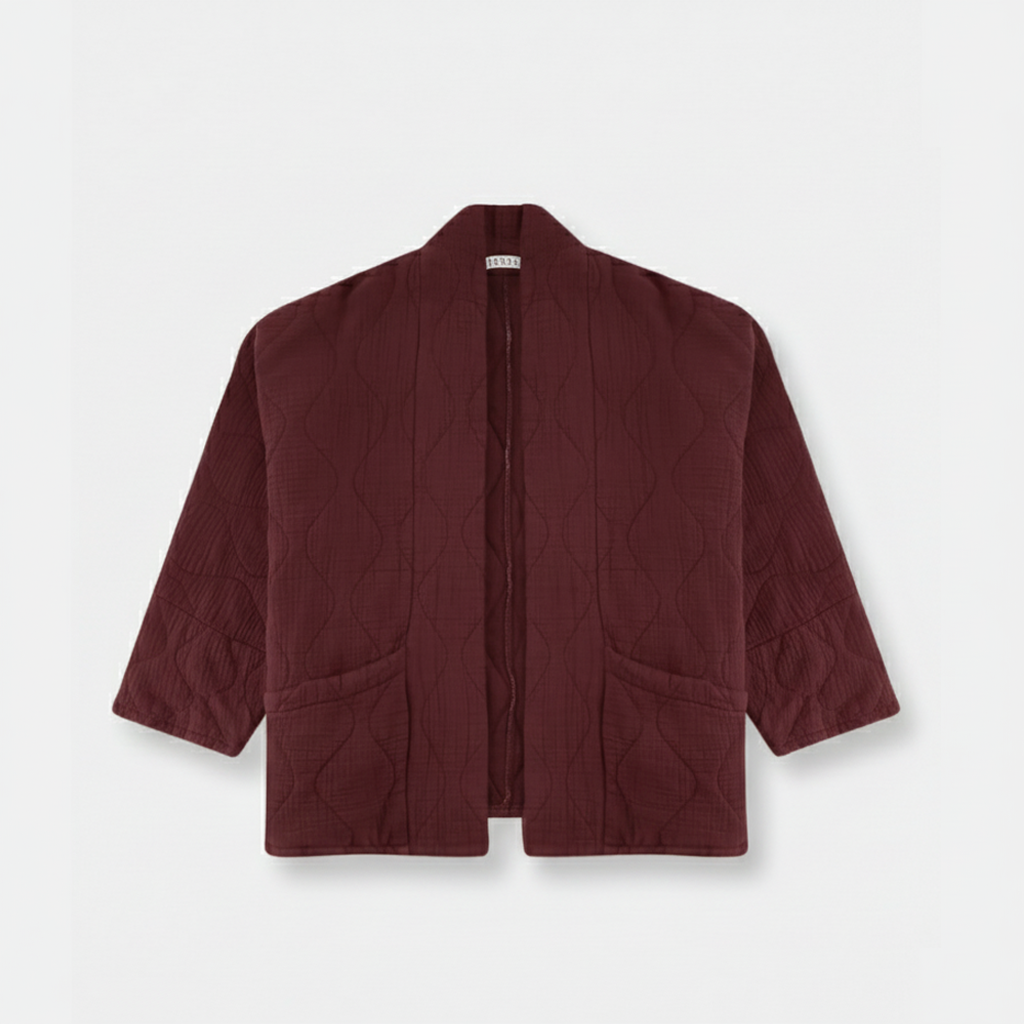 CHICAGO1 KIMONO VEST PLAIN BURGUNDY