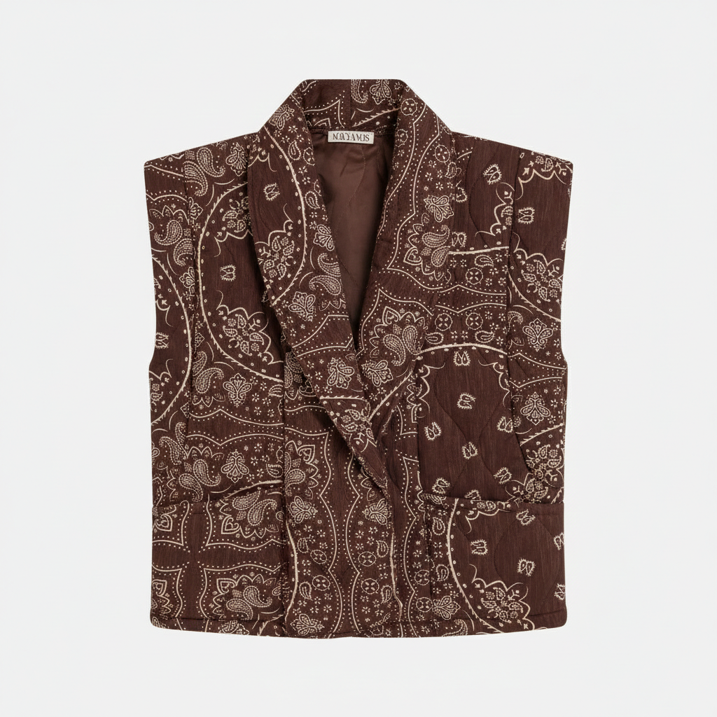 BROOKLYN6 SLEEVELESS VEST BANDANA PRINT CHOCOLATE