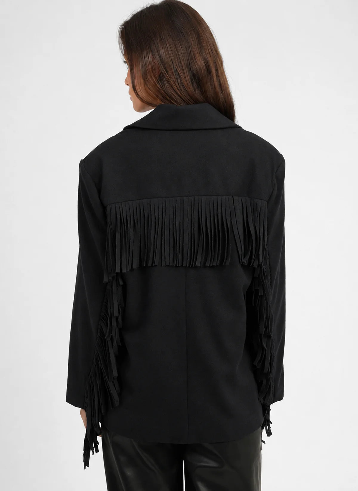 THE HAWIKA FRINGED TAUPE BLAZER