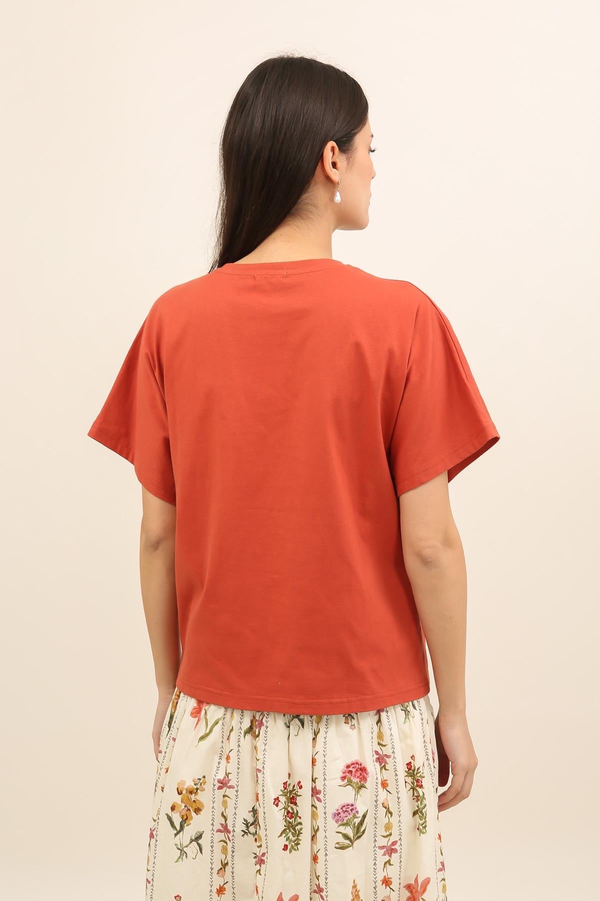 NAYLA FLOWER T-SHIRT ROUILLE