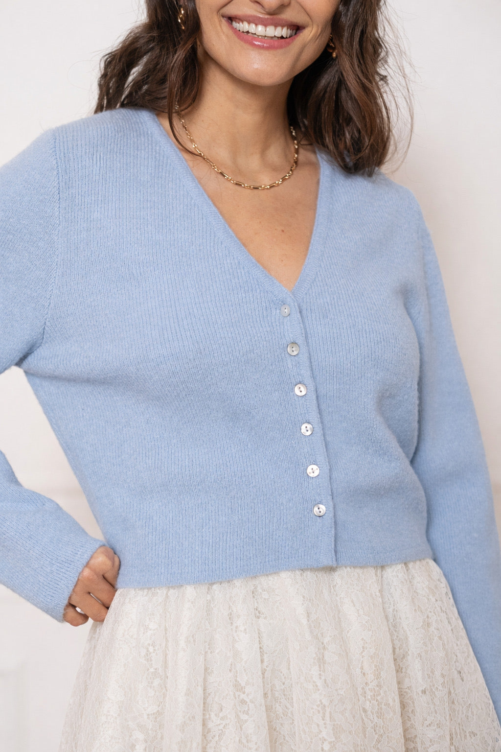 TINA BLUE CROPPED CARDIGAN
