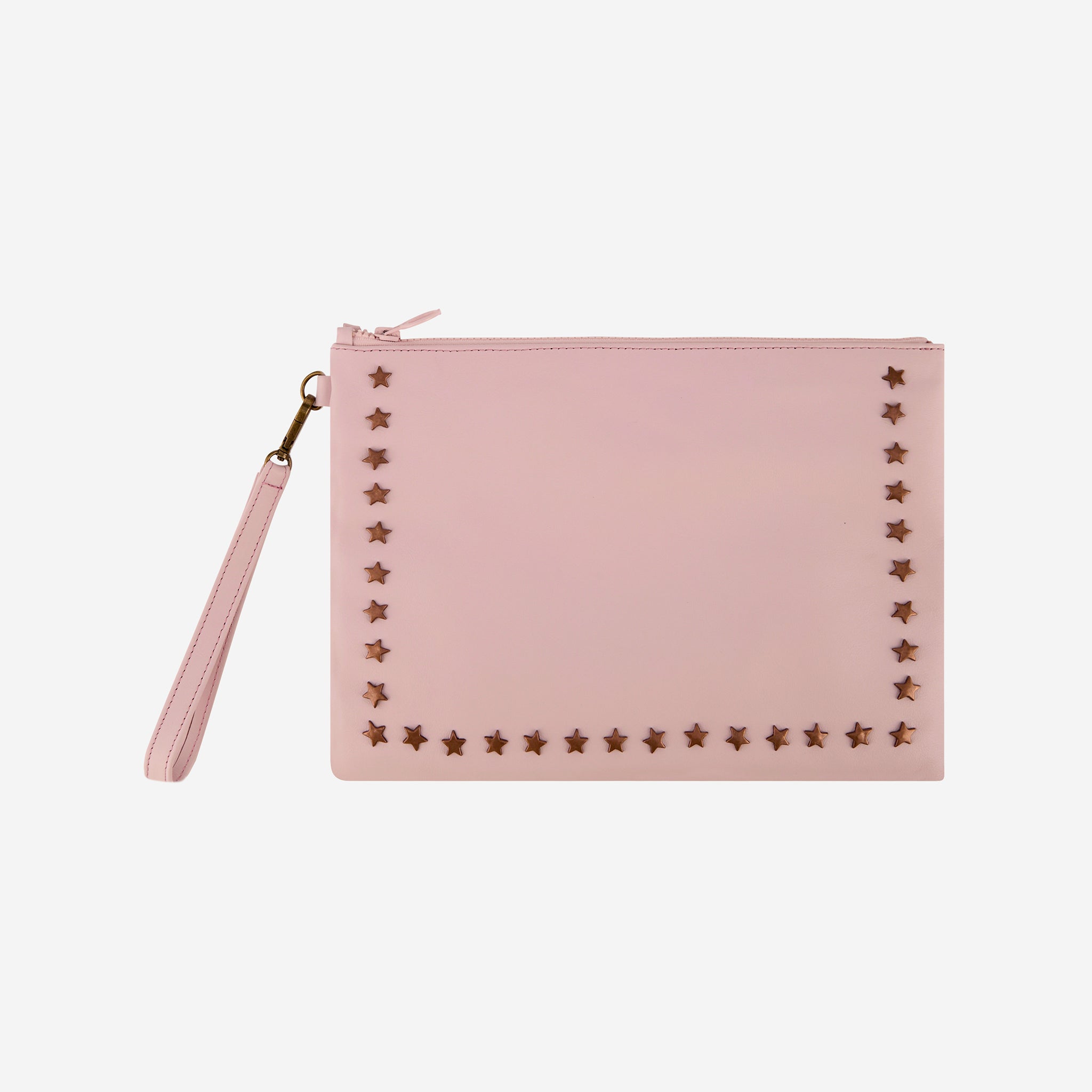 STAR LEATHER POUCH PINK