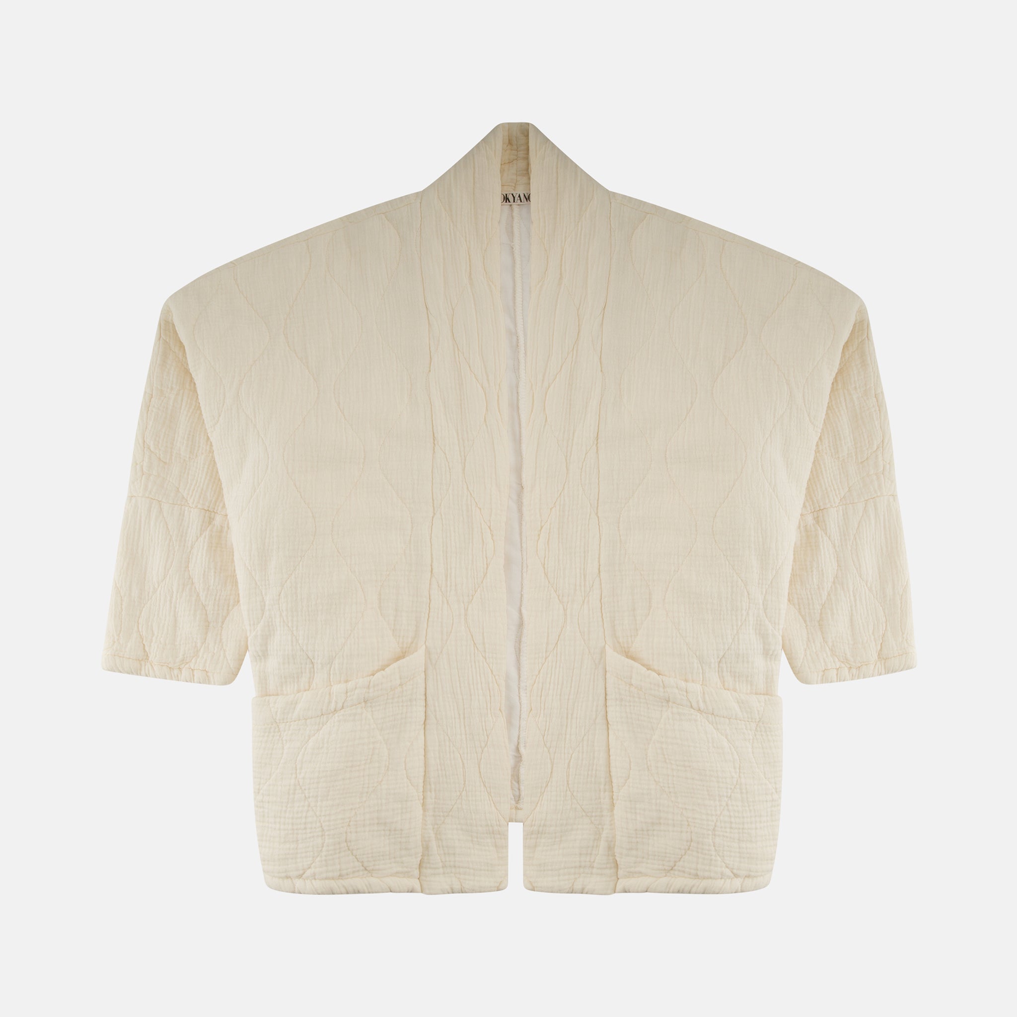 CHICAGO1 KIMONO VEST PLAIN CREAM