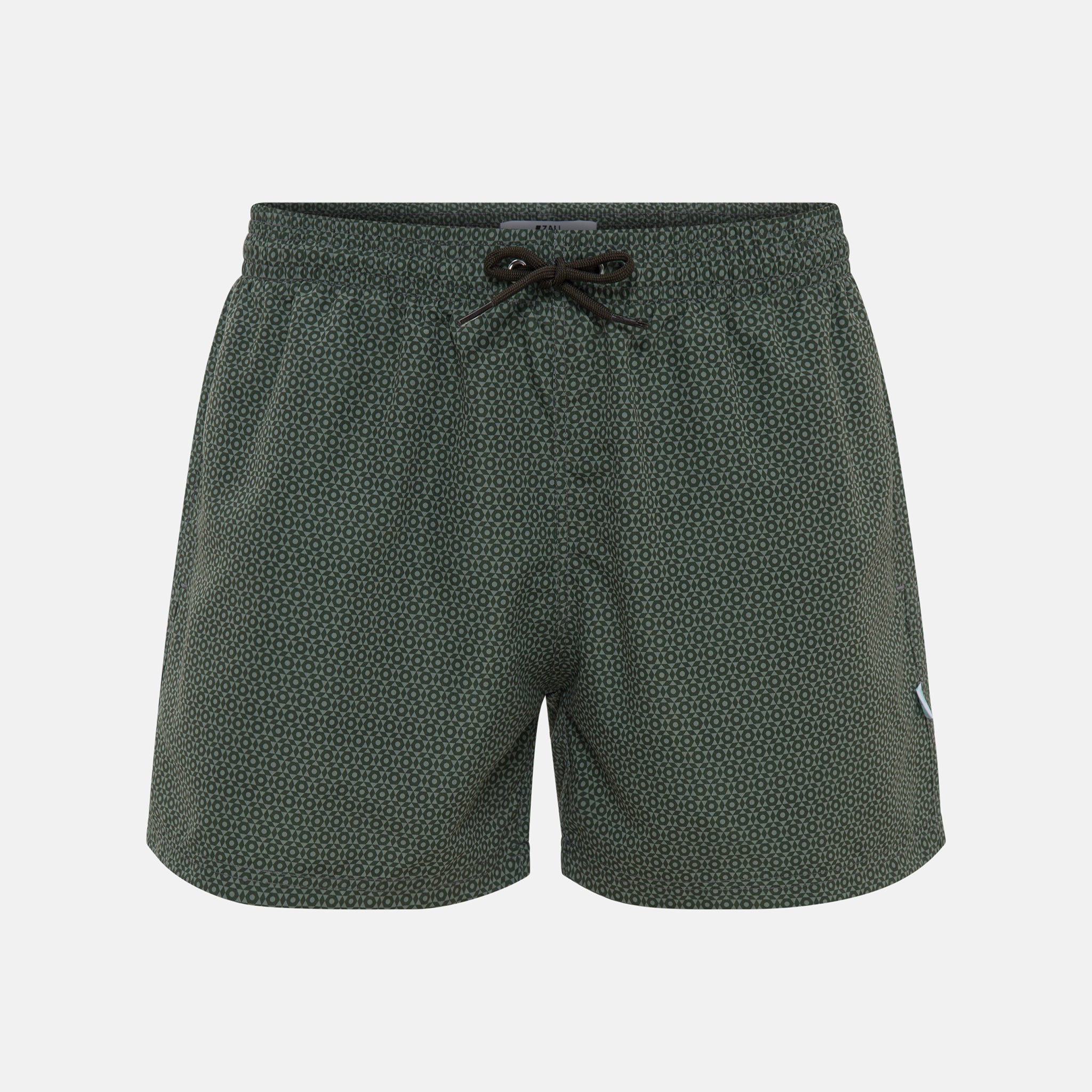 TAKASHI GEOMETRIC PRINT SWIMSHORTS KHAKI