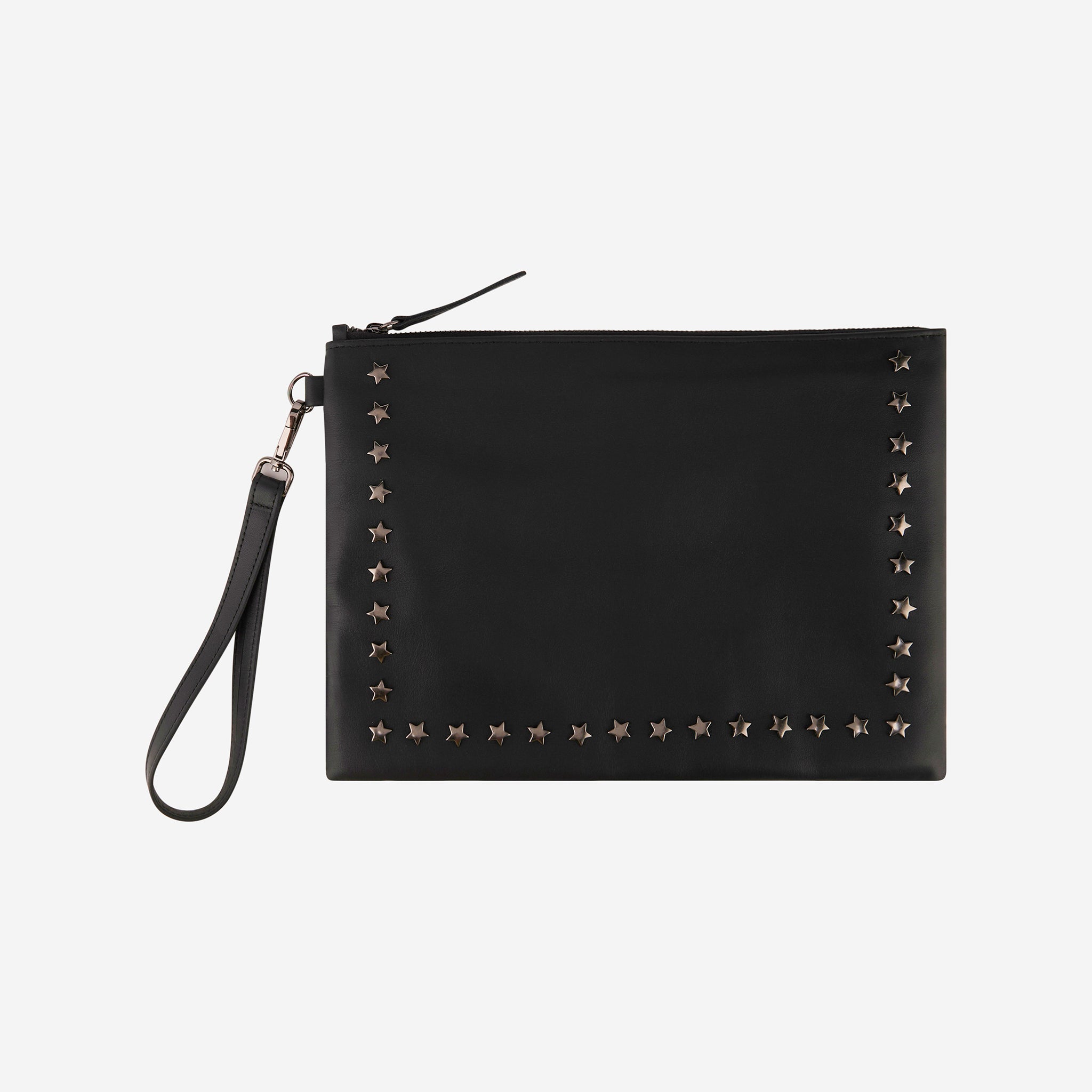 STAR LEATHER POUCH BLACK