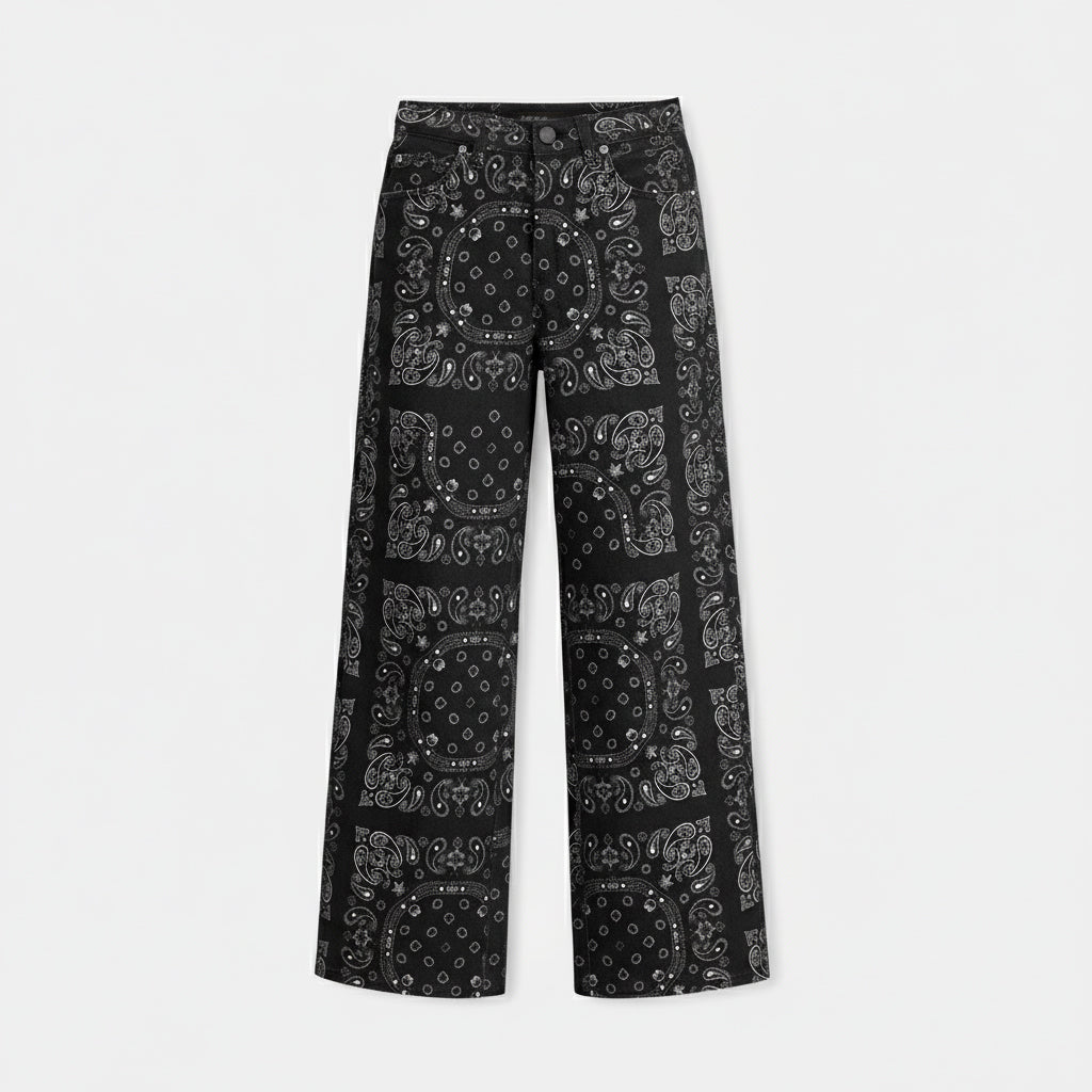 CALY PANTS BANDANA PRINT BLACK