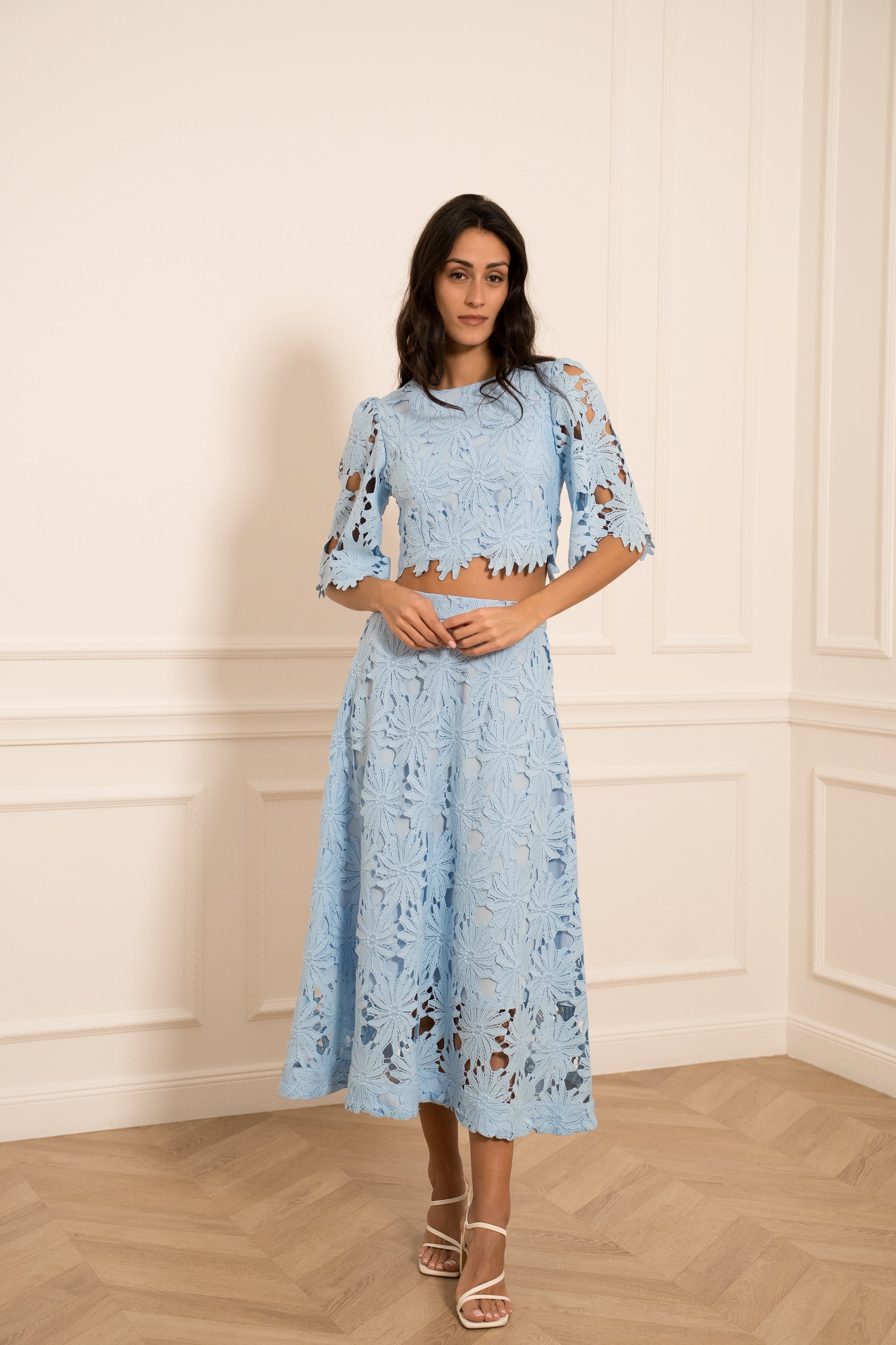 TIA BABY BLUE FLOWER SKIRT