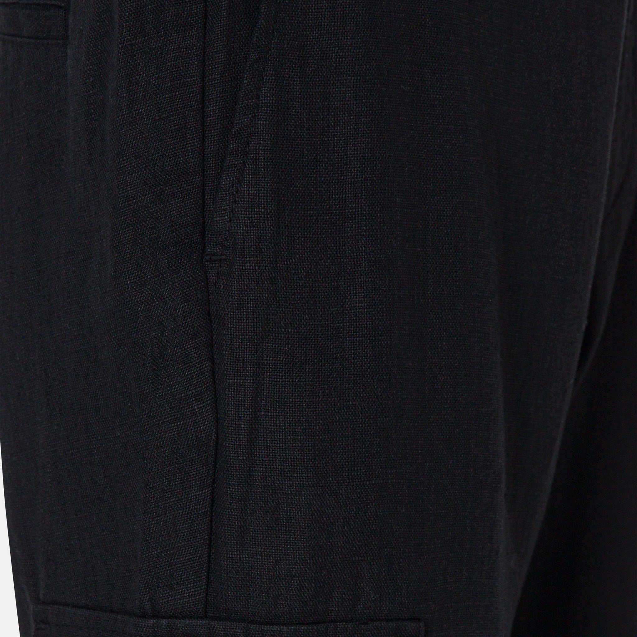 MARC CARGO LINEN PANTS BLACK