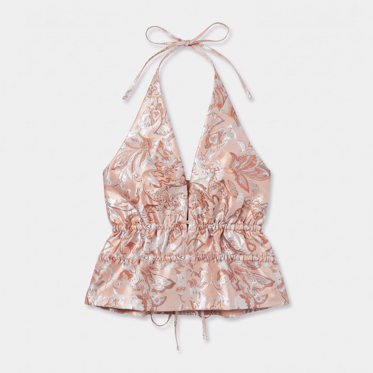 MEEM BROCARDE TOP METALLIC PINK