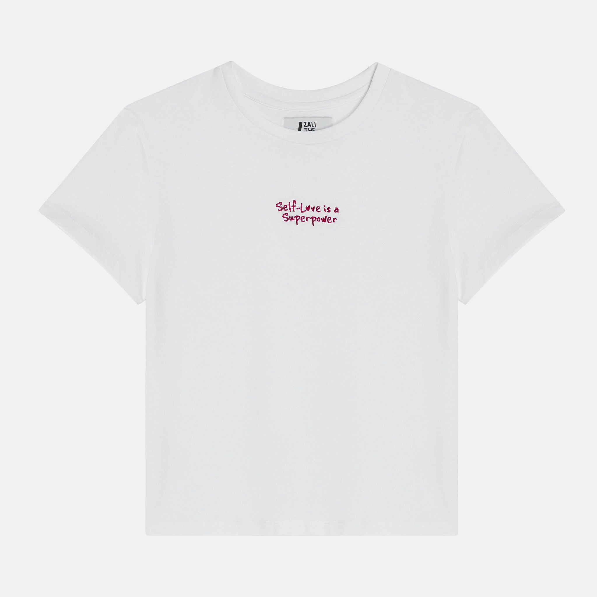 "love is a superpower" IN CHERRY T-SHIRT