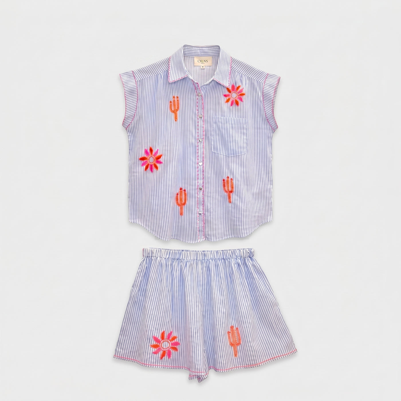 HAPPY STRIPED COTTON BLUE AND WHITE SET