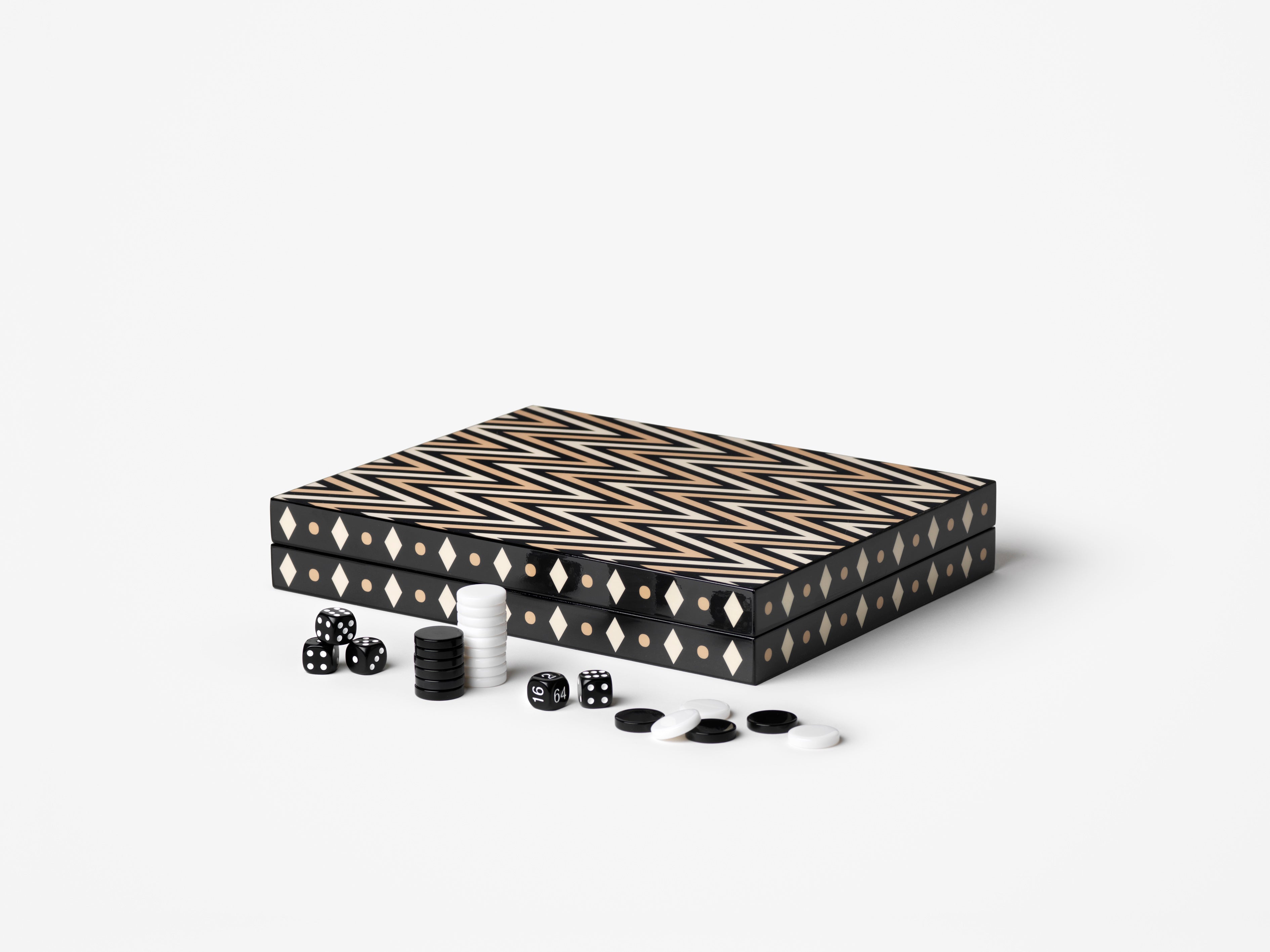 LACQUERED BACKGAMMON BLACK
