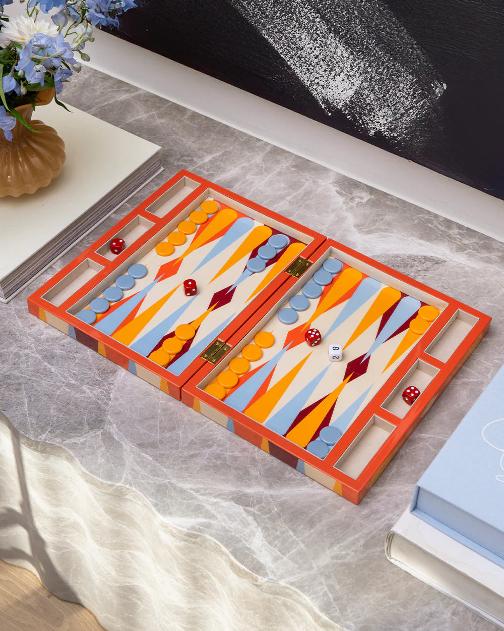 LACQUERED BACKGAMMON RED