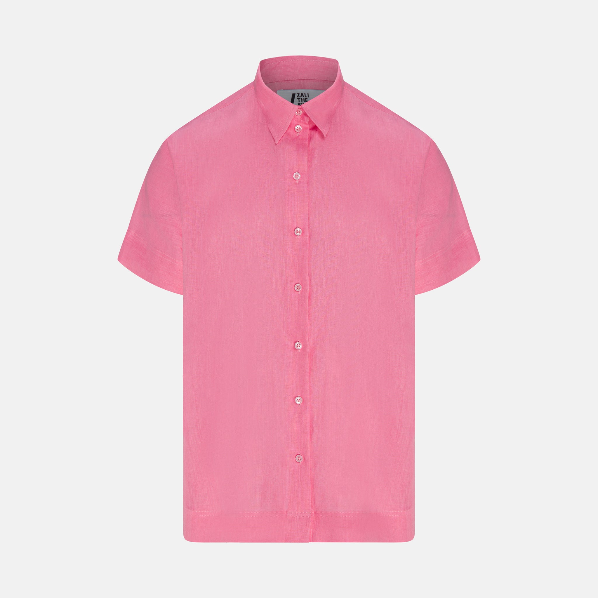 YAS SHORT SLEEVE LINEN SHIRT PINK