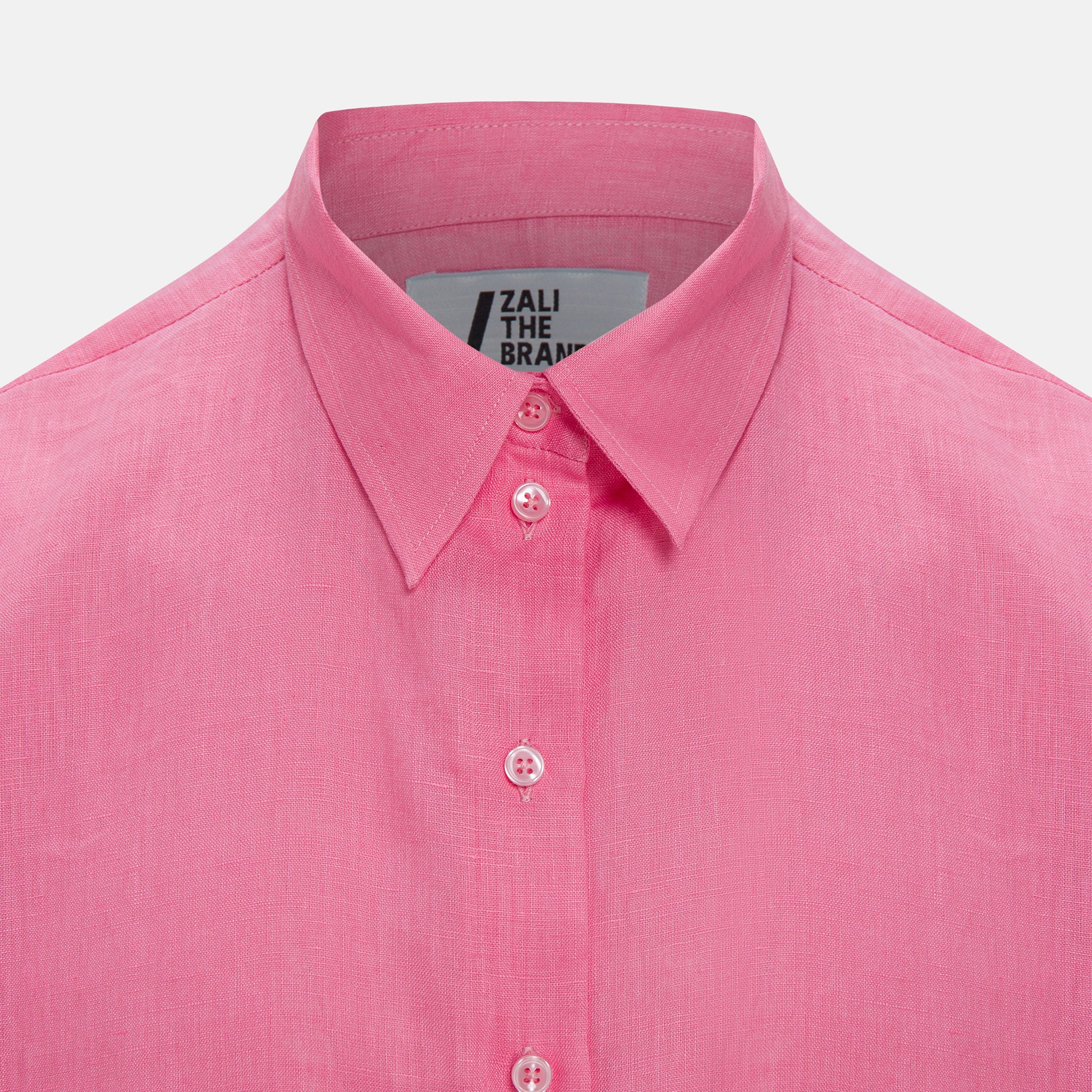 YAS SHORT SLEEVE LINEN SHIRT PINK