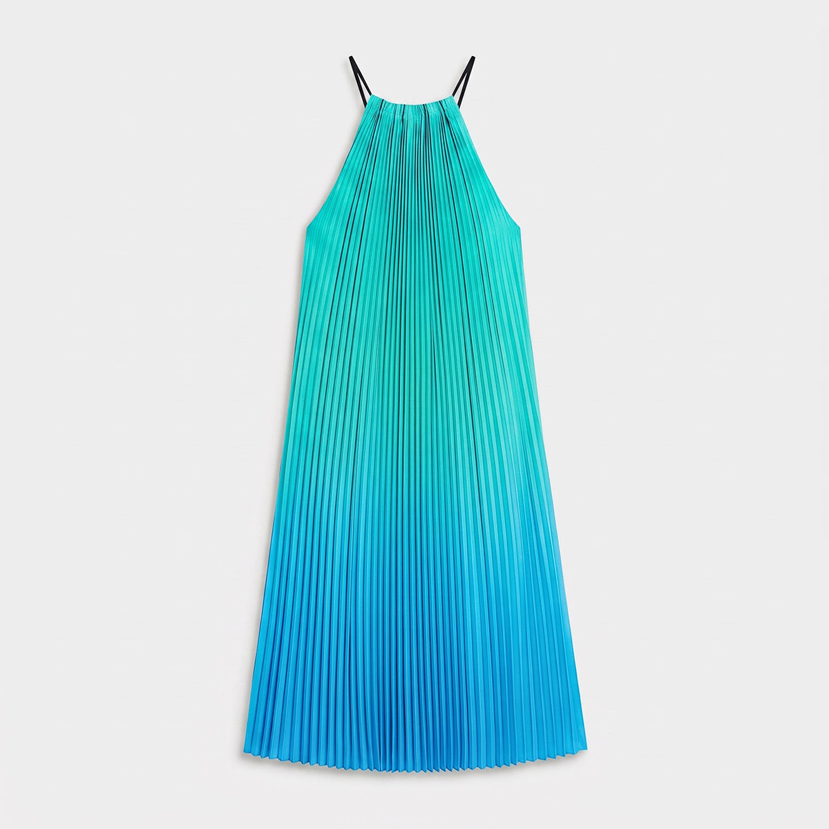 SAMA PLEATED LONG DRESS TURQUOISE